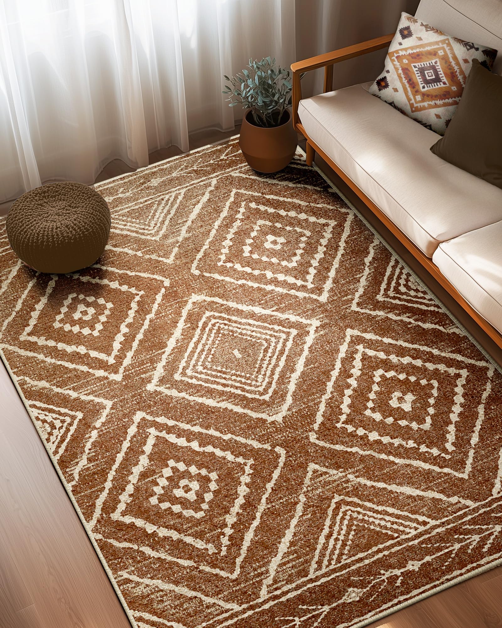 BESTSWEETIE Area Rug 2x3 Rug Machine Washable Non-Slip Low Pile Print Pattern Western Rug for Living Room Bedroom Entryway Tribal Series-Abstract/Cowhide
