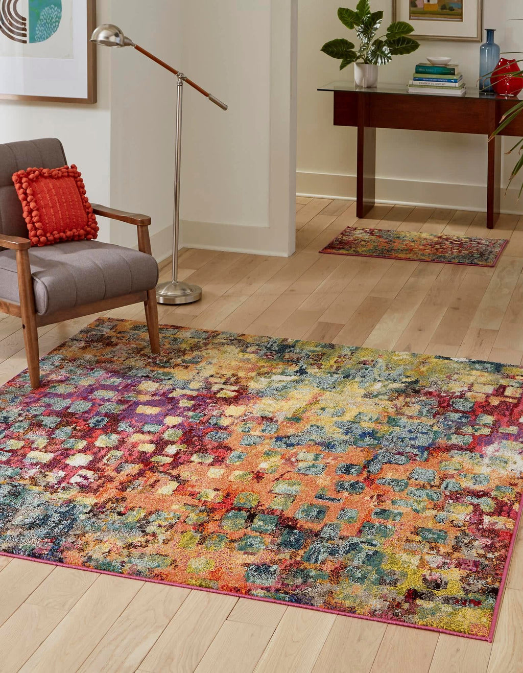 Unique Loom Jardin Collection Colorful, Vibrant, Abstract, Modern Area Rug (2' 0 x 3' 0 Rectangular, Multi/ Blue)