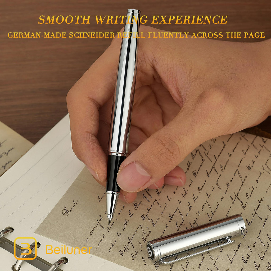 BEILUNER Luxury Rollerball Pen,24K Gold Trim,Noble and Elegant Designs,Schneider Ink Refill, Best Roller Ball Pen Gift Set for Men & Women, Professional, Executive Office, Nice Pens