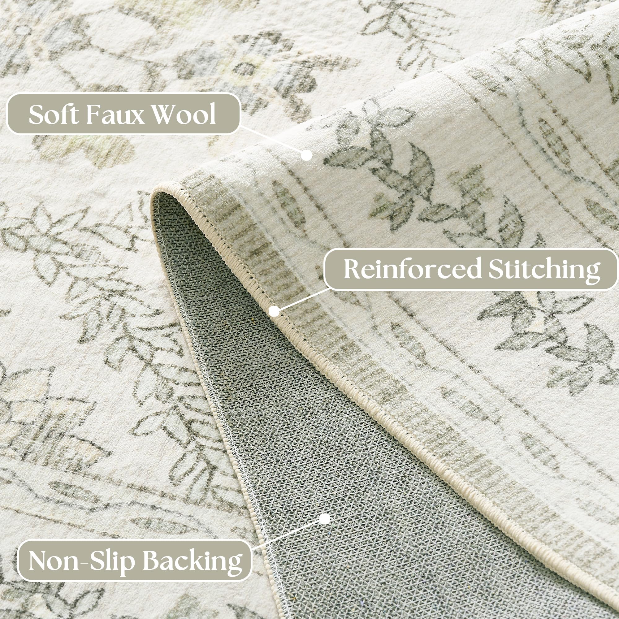 Black Floral Area Rug for Entryway 2x3 Washable Small Rug Low Pile Non Slip Distressed Entry Mat Soft Farmhouse Indoor Entrance Door Mat for Kitchen Bedroom Home Office Black Grey and White