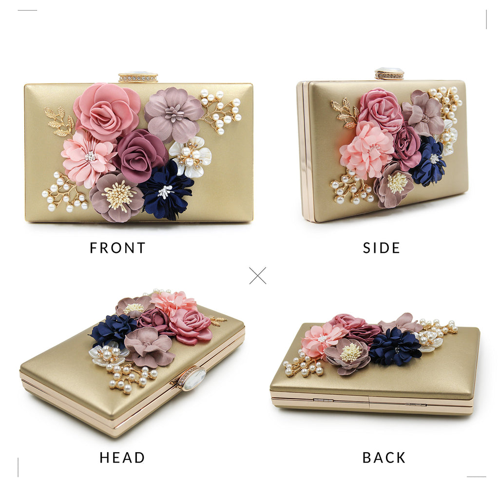 Evening Bag for Women, Flower Wedding Evening Clutch Purse Bride Floral Clutch Bag