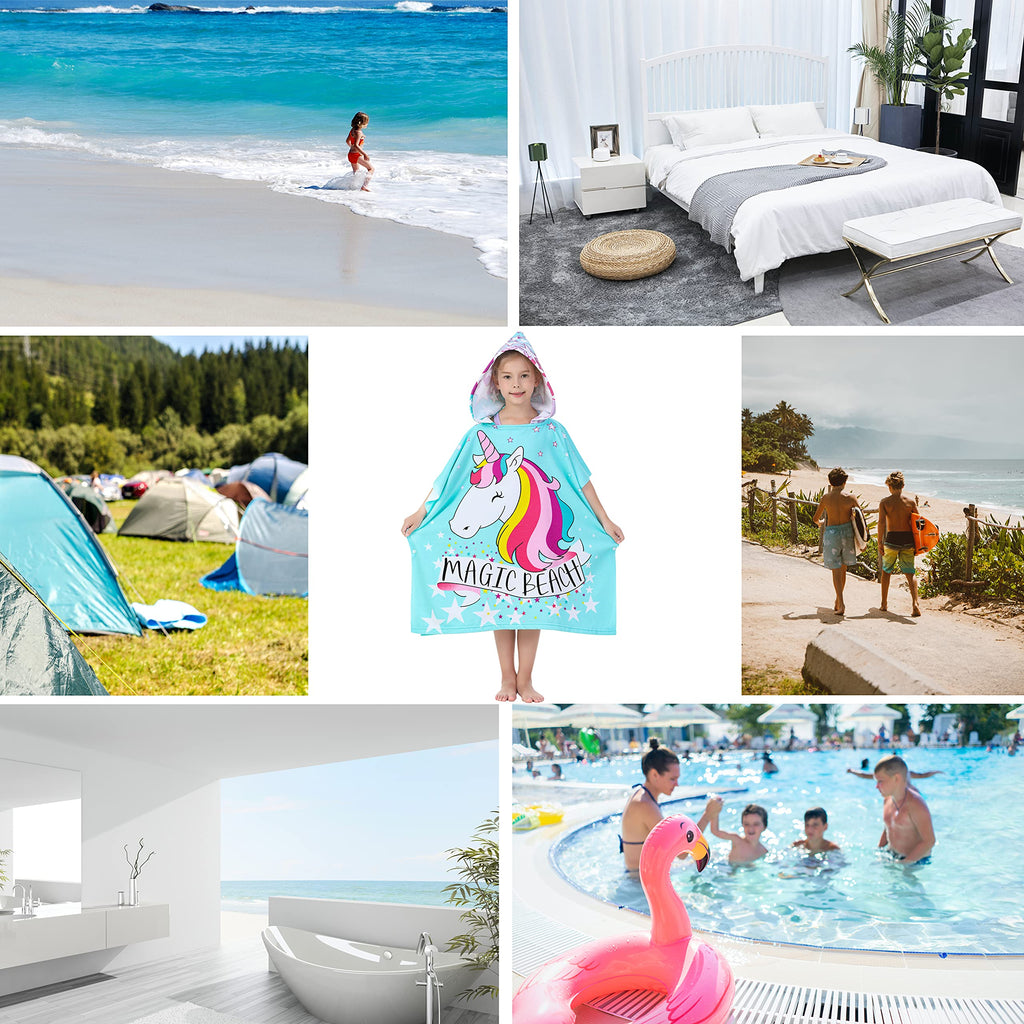 Soft Microfiber Swim Cover-ups for 3 to 10 Years Old Kids Hooded Bath Beach Poncho Towels (Alligator, Fits 3-10 Years)
