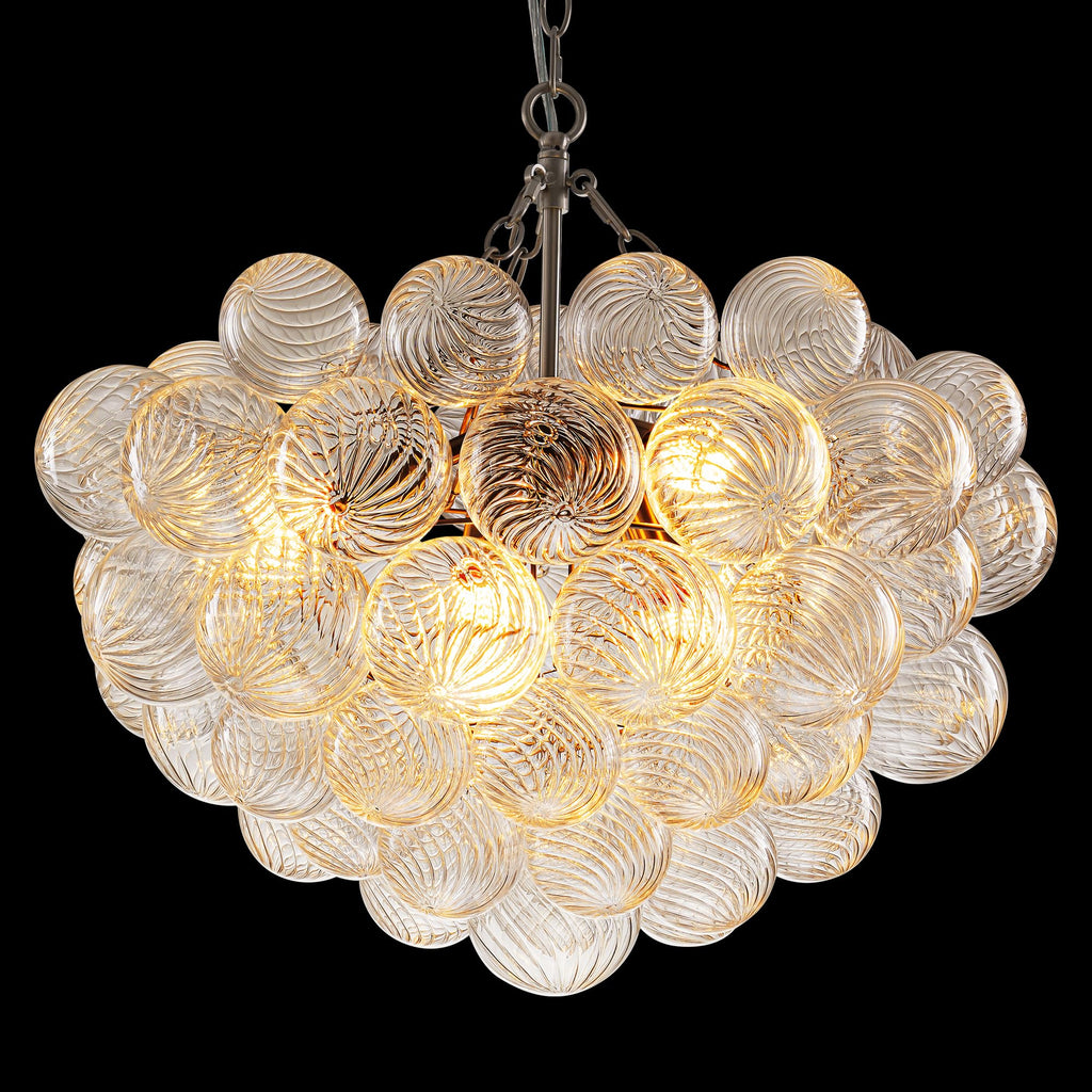 Longree Bubble Glass Ball Chandelier White 20" Dia Pendant Light | Swirled Glass Globe, for Dining Room Kitchen Bathroom Entry Bedroom
