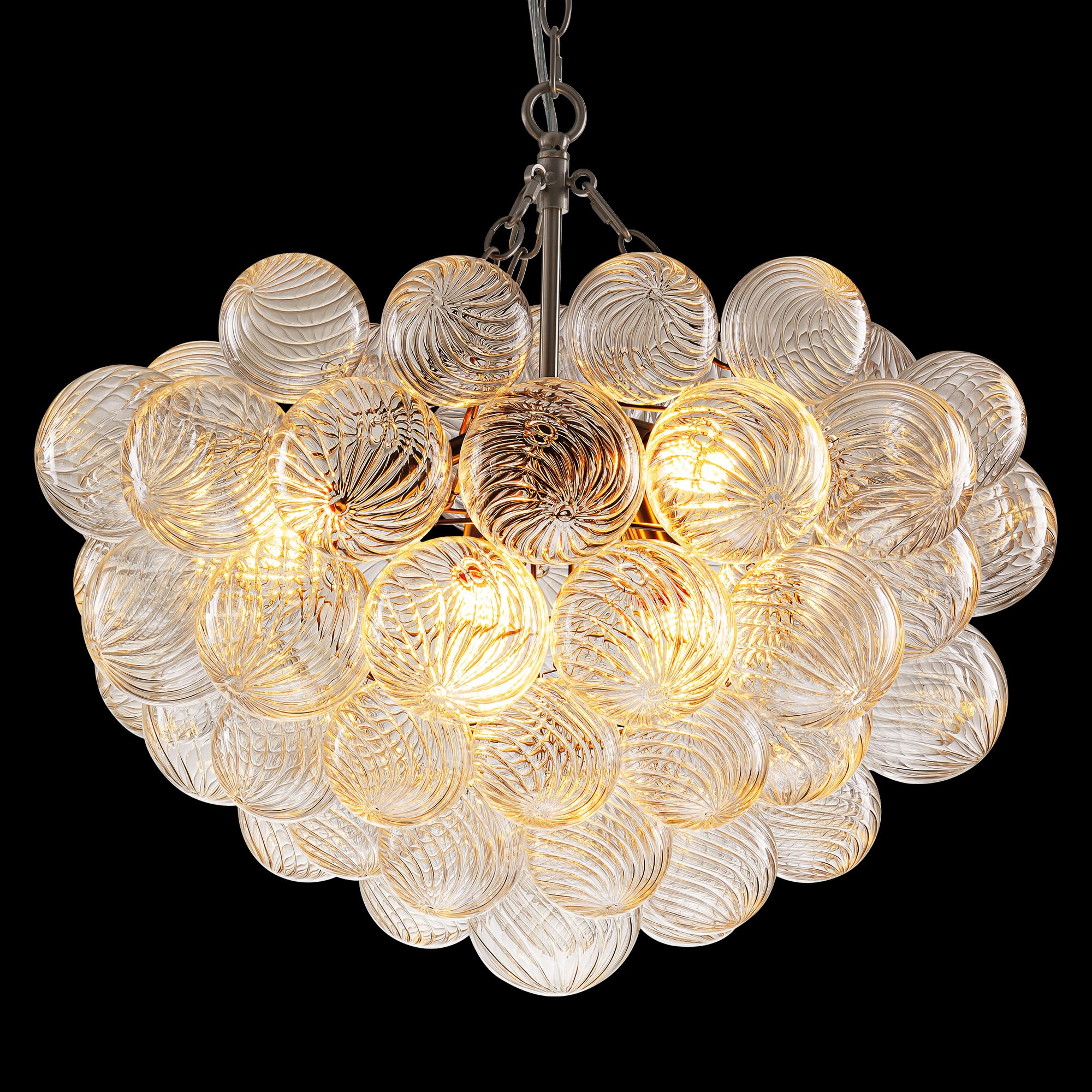 Longree Bubble Glass Ball Chandelier White 20" Dia Pendant Light | Swirled Glass Globe, for Dining Room Kitchen Bathroom Entry Bedroom