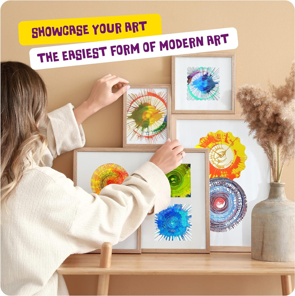 Dan&Darci Paint Vortex Spin Art Machine - Kids Art Kit for Boys & Girls Ages 6+, Motorized Spinner with Splash Guard, Metallic Paints & 20 Artboards - Birthday Gifts for Girls - Craft Kit