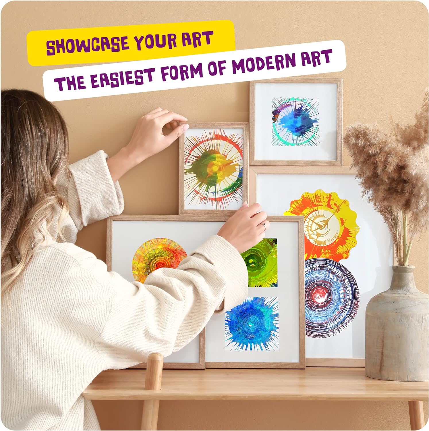 Dan&Darci Paint Vortex Spin Art Machine - Kids Art Kit for Boys & Girls Ages 6+, Motorized Spinner with Splash Guard, Metallic Paints & 20 Artboards - Birthday Gifts for Girls - Craft Kit