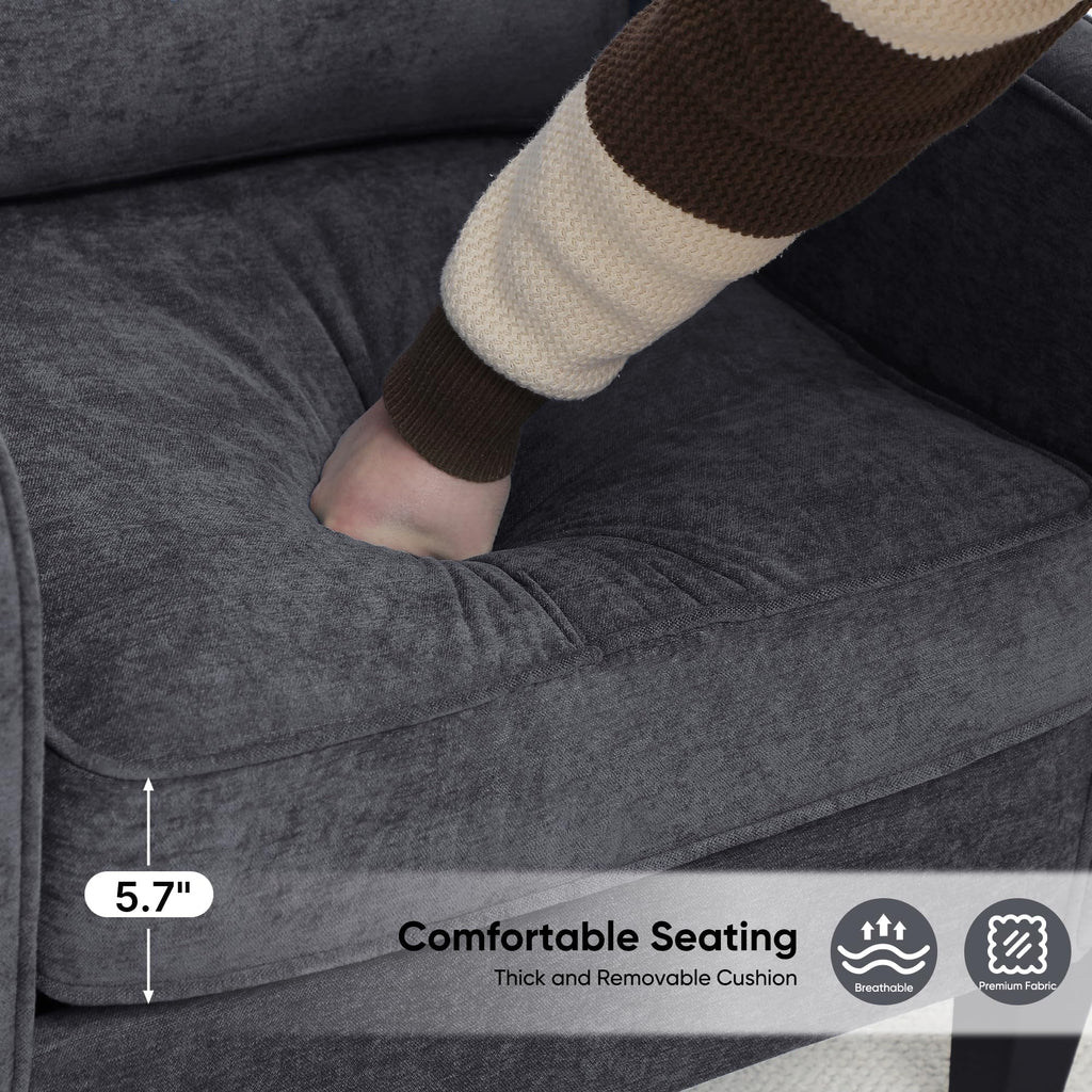 Accent Chair for Living Room, Mid Century Modern Reading Chair for Bedroom, Upholstered Armchair with Side Pockets, Comfy Single Sofa Side Chair for Office, Apartment, Small Room, Beige