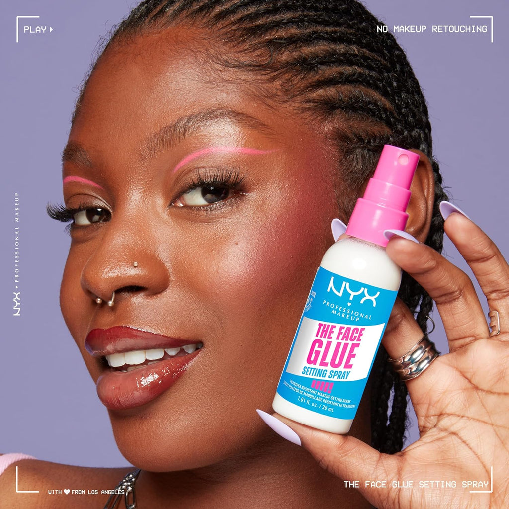 NYX PROFESSIONAL MAKEUP The Face Glue Setting Spray, Transfer-Resistant Waterproof Setting Spray, Up to 24HR Make Up Wear