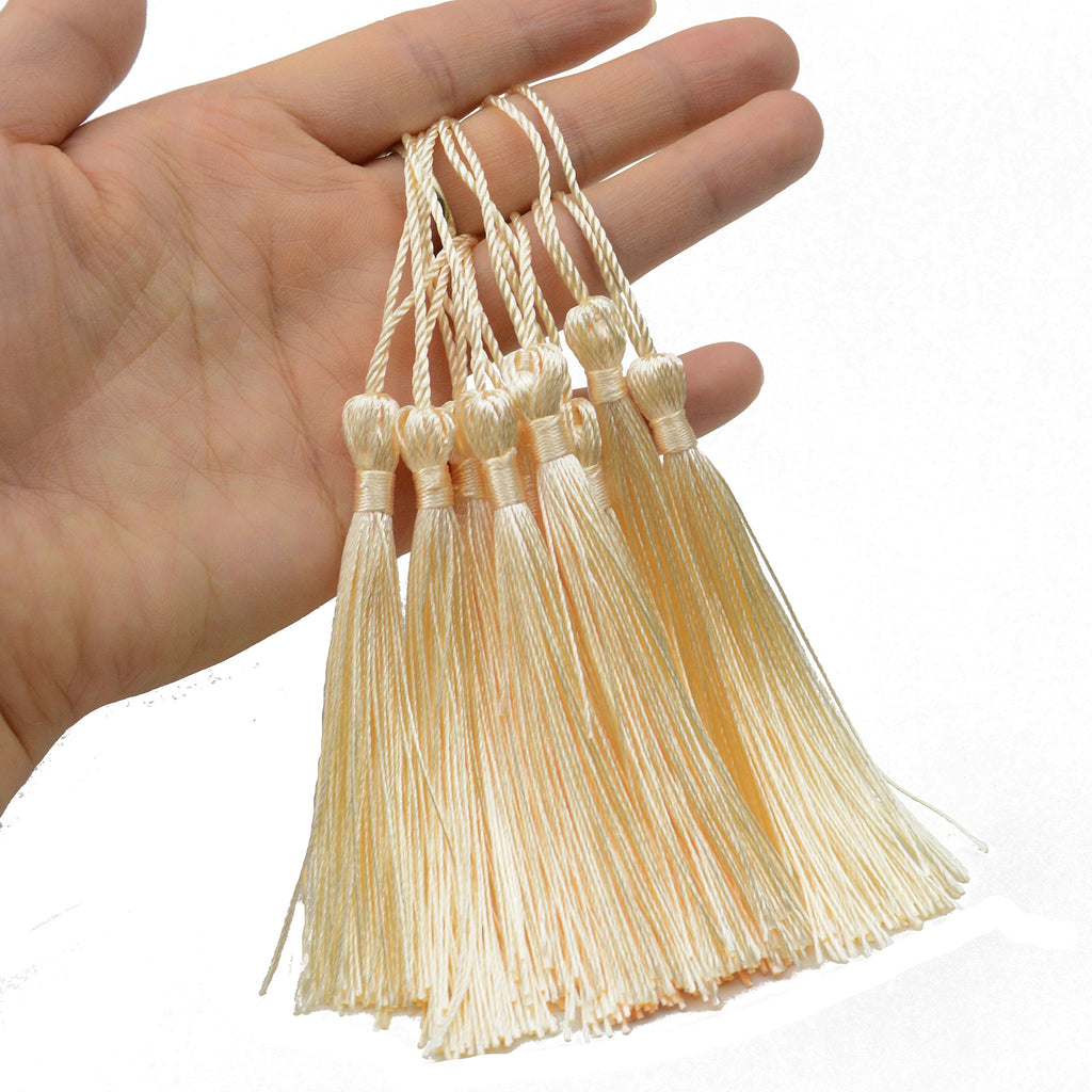 Makhry 100pcs 13cm/5 Inch Silky Floss Bookmark Tassels with 2-Inch Cord Loop and Small Chinese Knot for Jewelry Making, Souvenir, Bookmarks, DIY Craft Accessory (Dark Grey)