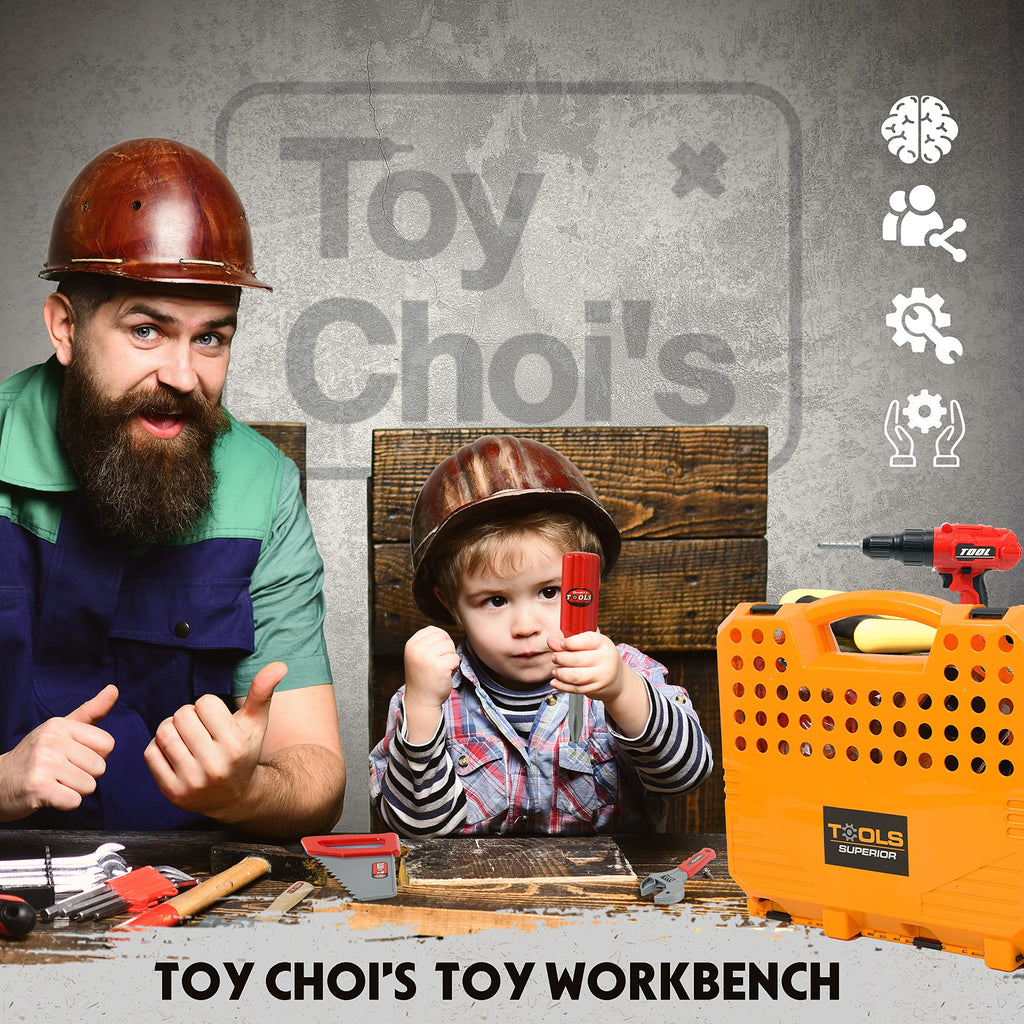 Toy Choi's Toy Drill for Kids - Electric Kid Drill Set Pretend Play Tool with Realistic Sound & Action, Construction Toy Tools for Kids Ages 3-5 with Toddler Screw Set (Green)