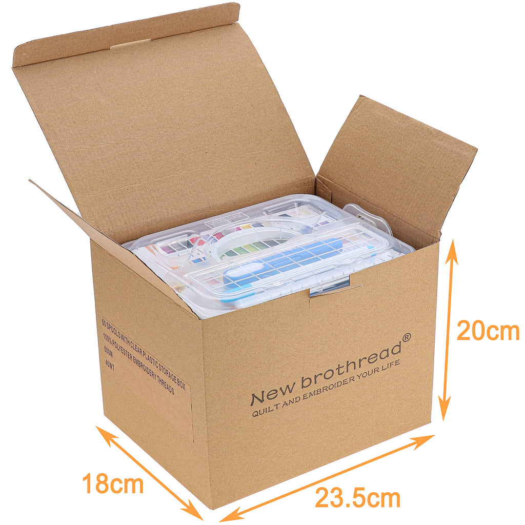New brothread 40 Colors Compatible with Brother 500m Each Embroidery Machine Thread with Clear Plastic Storage Box for Embroidery Sewing Machine