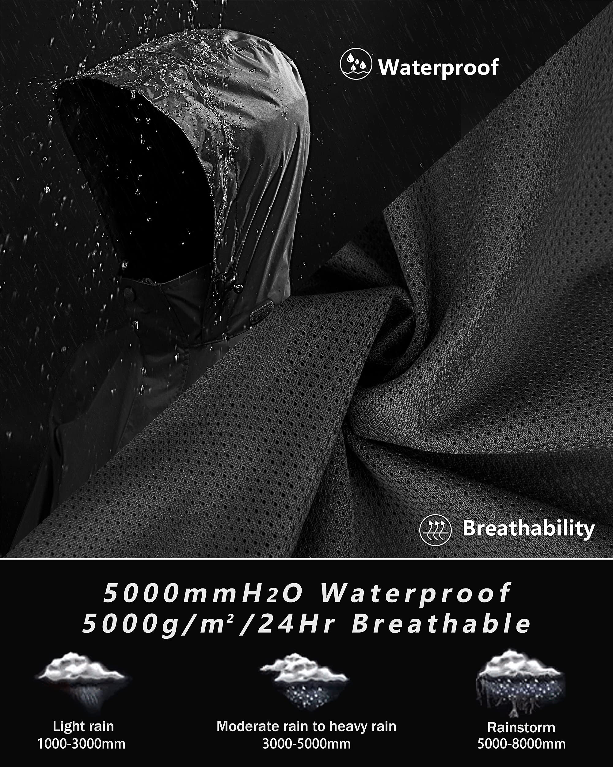 33,000ft Men's Rain Suit Packable Waterproof Lightweight Rain Gear for Golf Hiking Cycling 2 Pieces(Rain Jackets and Pants)