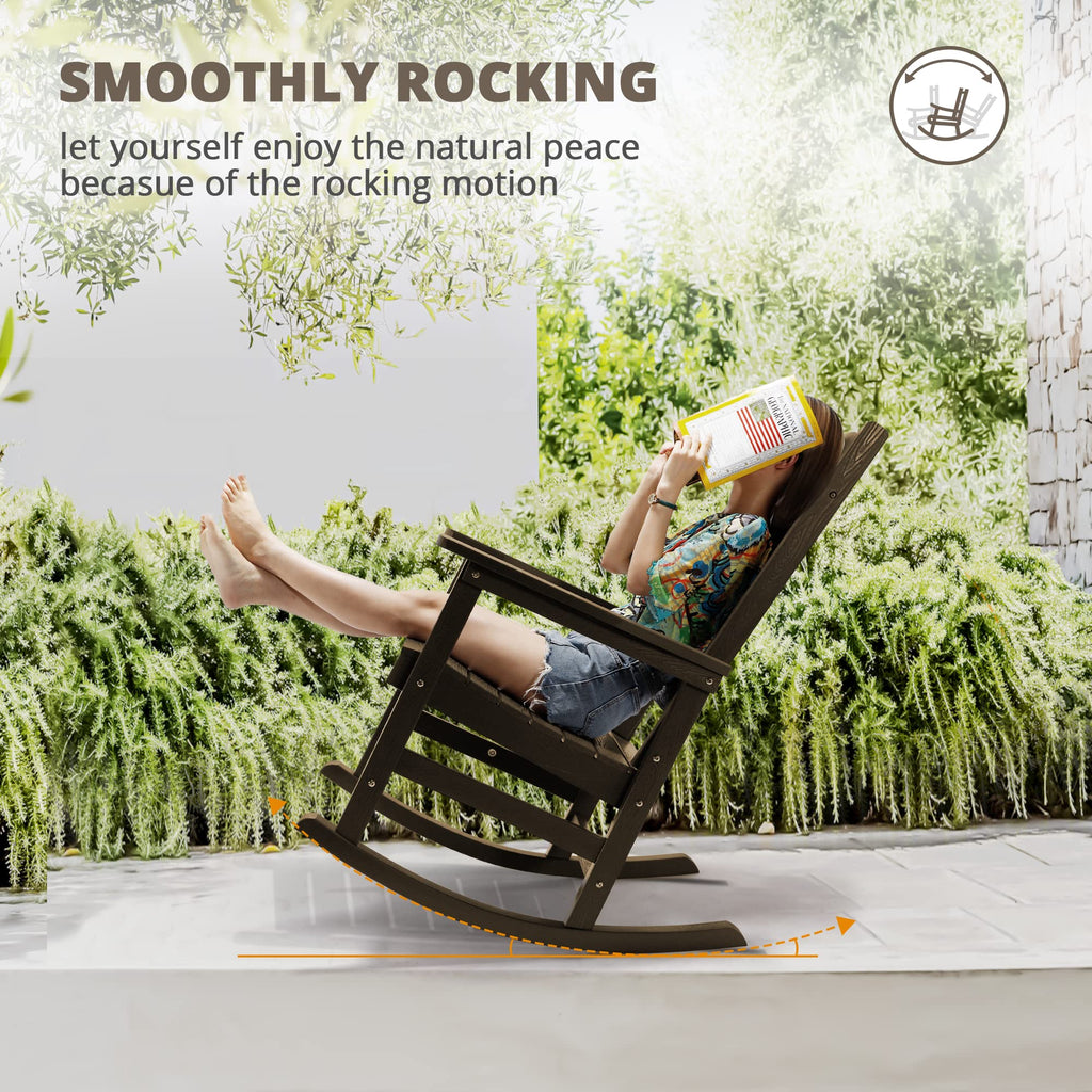 LUE BONA Rocking Chair Outdoor, Weather Resistant HDPS Plastic Rocker Chairs, 350lb Heavy Duty, Oversized Porch Rocker for Adult, High Back Smooth Rocking Chairs for Outdoor & Indoor, Aruba Blue