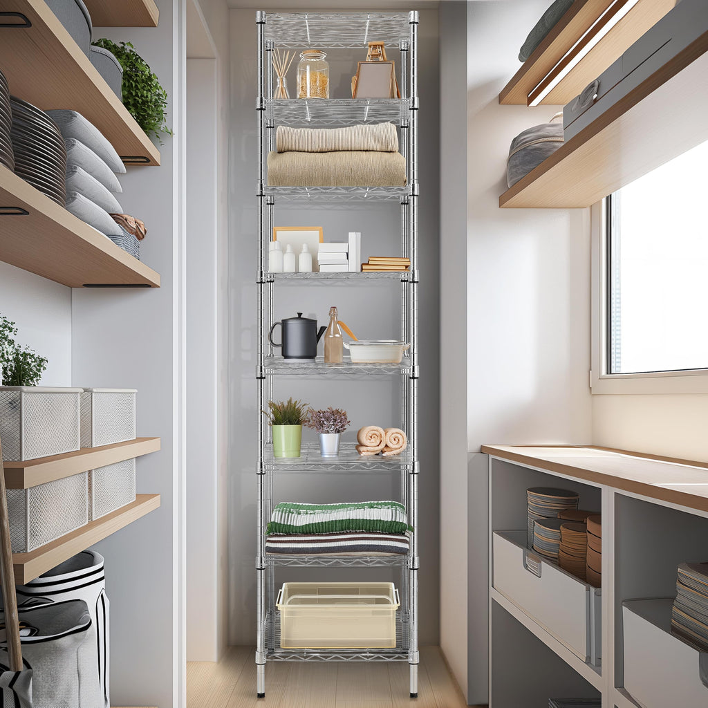 Finnhomy Heavy Duty 5 Tier Wire Shelving Unit, 18x18x59-inches 5 Shelves Storage Rack, Metal Shelving with Thicken Steel Tube, NSF Certified, Chrome