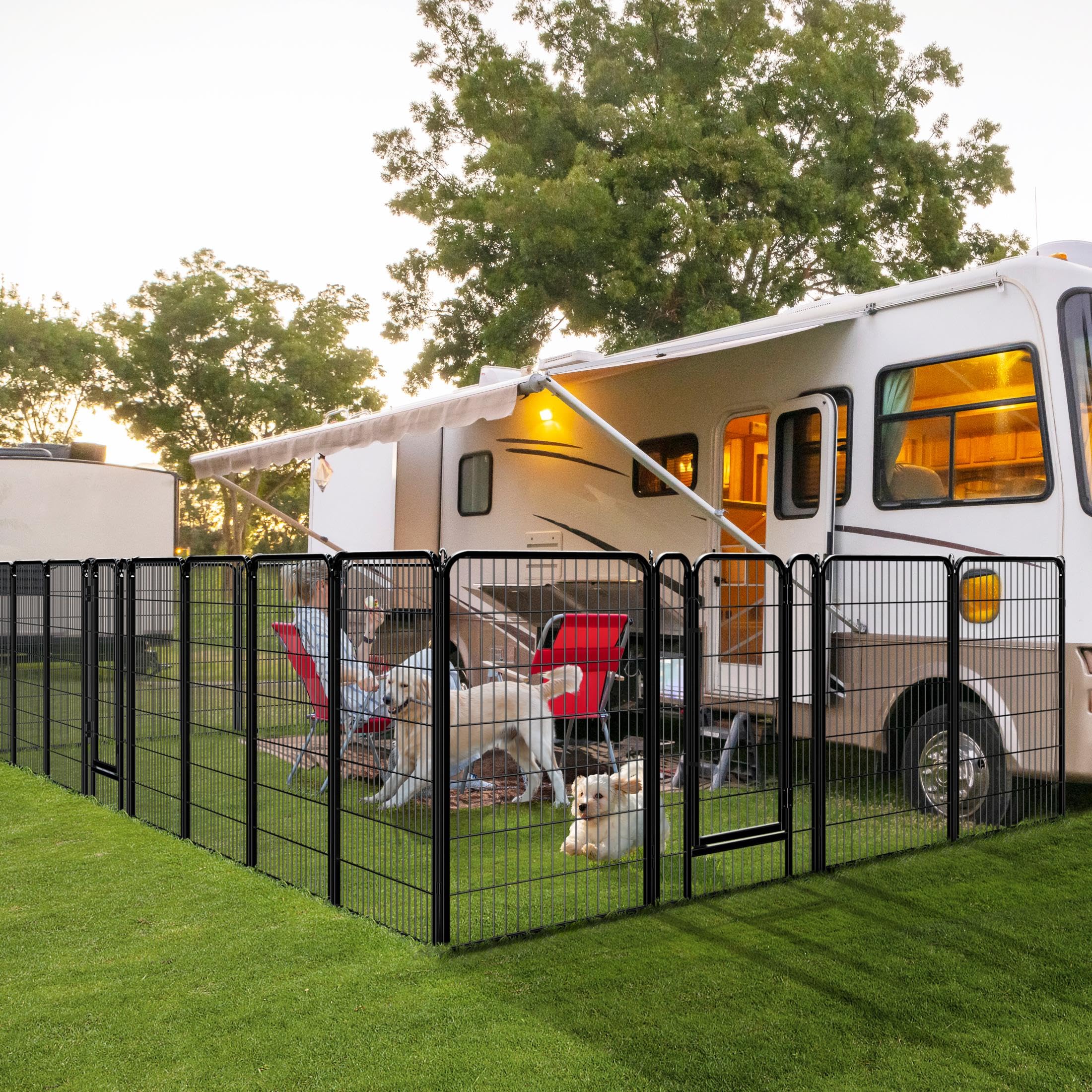 Yaheetech Dog Playpen, 24 inch 2 Panels Dog Pen for Indoor Heavy Duty Puppy Exercise Pen Metal Pet Fence for RV Camping/Yard/Garden