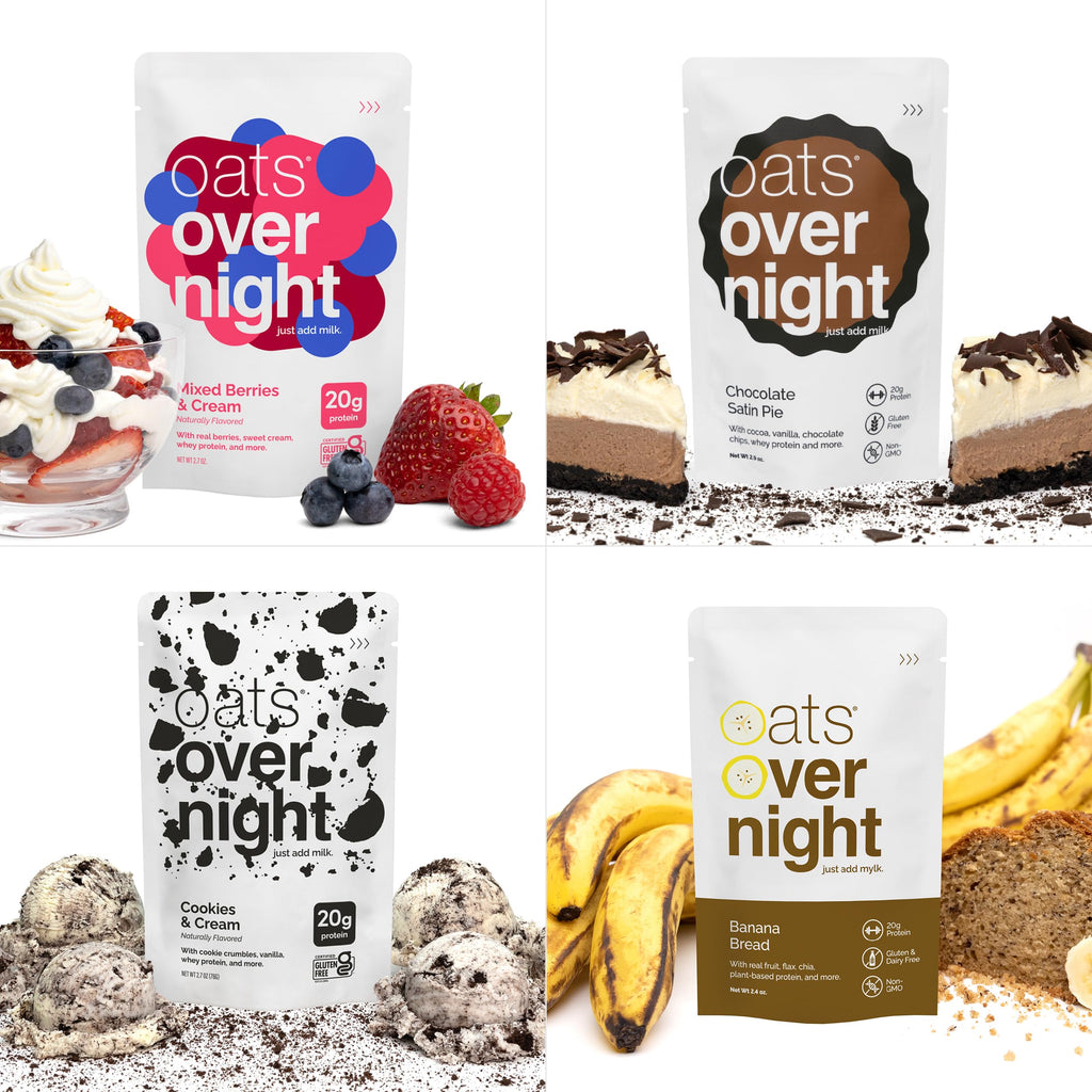 Oats Overnight Ultimate Variety Pack - High Protein, 5g Fiber Breakfast Protein Shake - Gluten Free Oatmeal, Non GMO High Protein Oatmeal - Green Apple Cinnamon, Coconut Cream Pie & More (16 Pack)