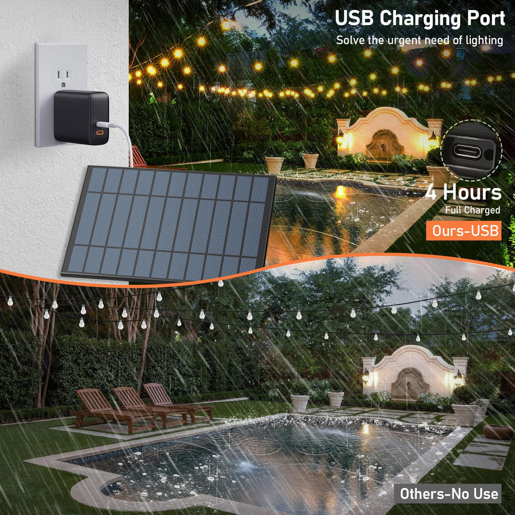 50 FT Solar String Lights for Outside, Solar Powered Outdoor String Lights with 26 Shatterproof Edison Bulbs, Dimmable Patio Lights Waterproof with Remote Timer for Wedding Backyard(Warm White)