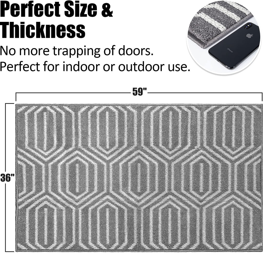 Indoor Doormat 24"x 36", Absorbent Front Back Door Mat Floor Mats, Rubber Backing Non Slip Door Mats Inside Mud Dirt Trapper Entrance Door Rug Carpet, Machine Washable Low Profile-Brown Time Cloister