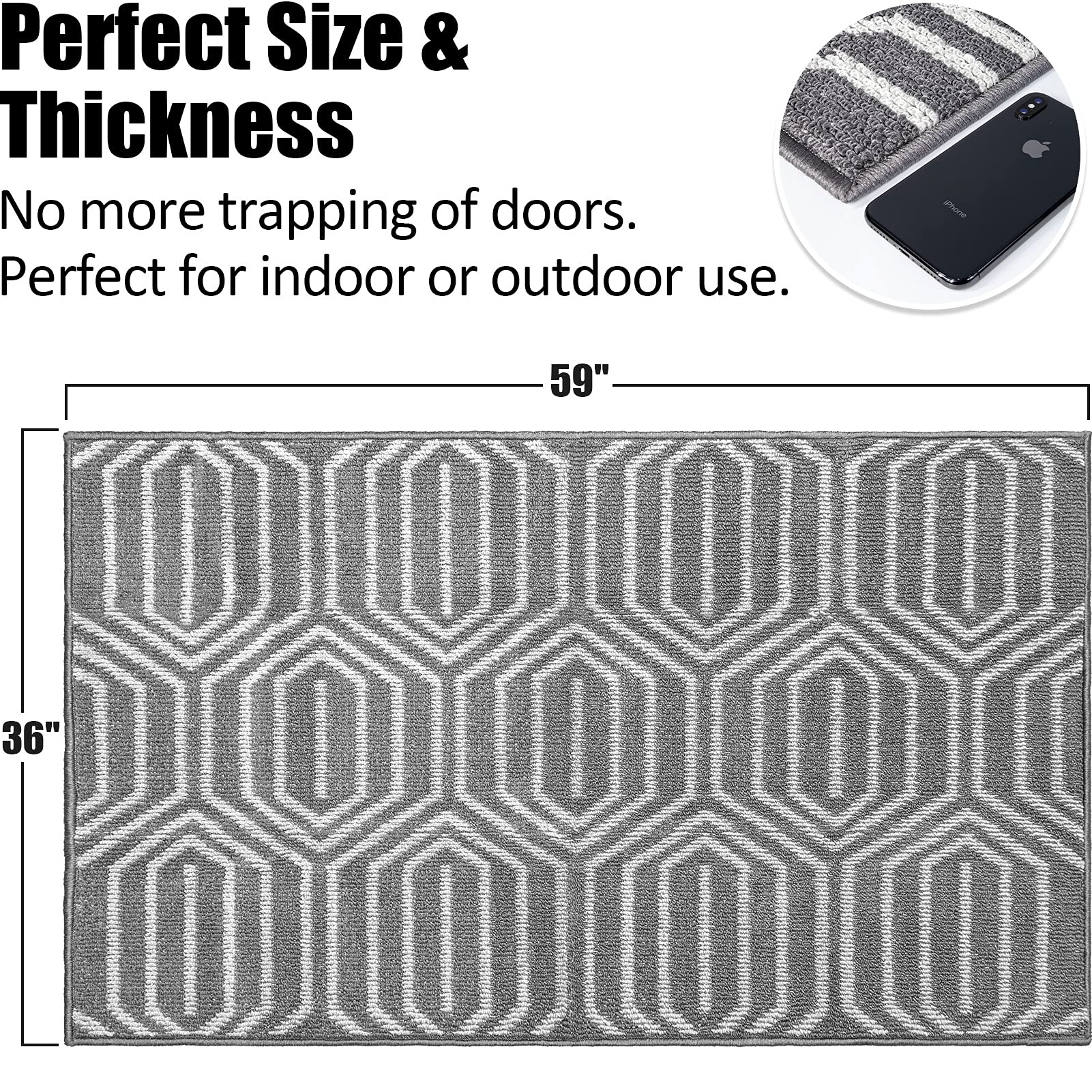 Indoor Doormat 24"x 36", Absorbent Front Back Door Mat Floor Mats, Rubber Backing Non Slip Door Mats Inside Mud Dirt Trapper Entrance Door Rug Carpet, Machine Washable Low Profile-Brown Time Cloister