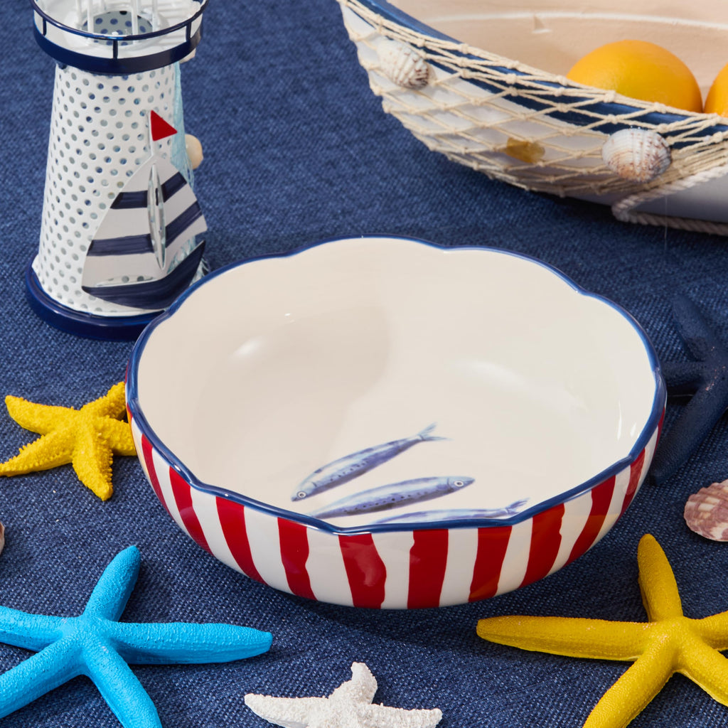 Bico Blue Talavera Pasta Bowls, 35oz Salad Bowl Set of 4, Large Ceramic Serving Dinner Bowls for Soup and Cereal, Microwave and Dishwasher Safe, Gift for Housewarming and Thanksgiving
