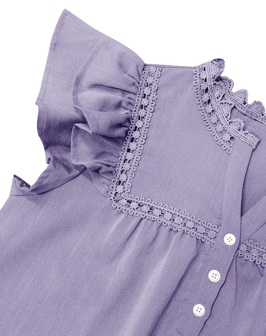 Women's V Neck Lace Crochet Shirts Button Down Short Sleeve Casual Blouse Tops