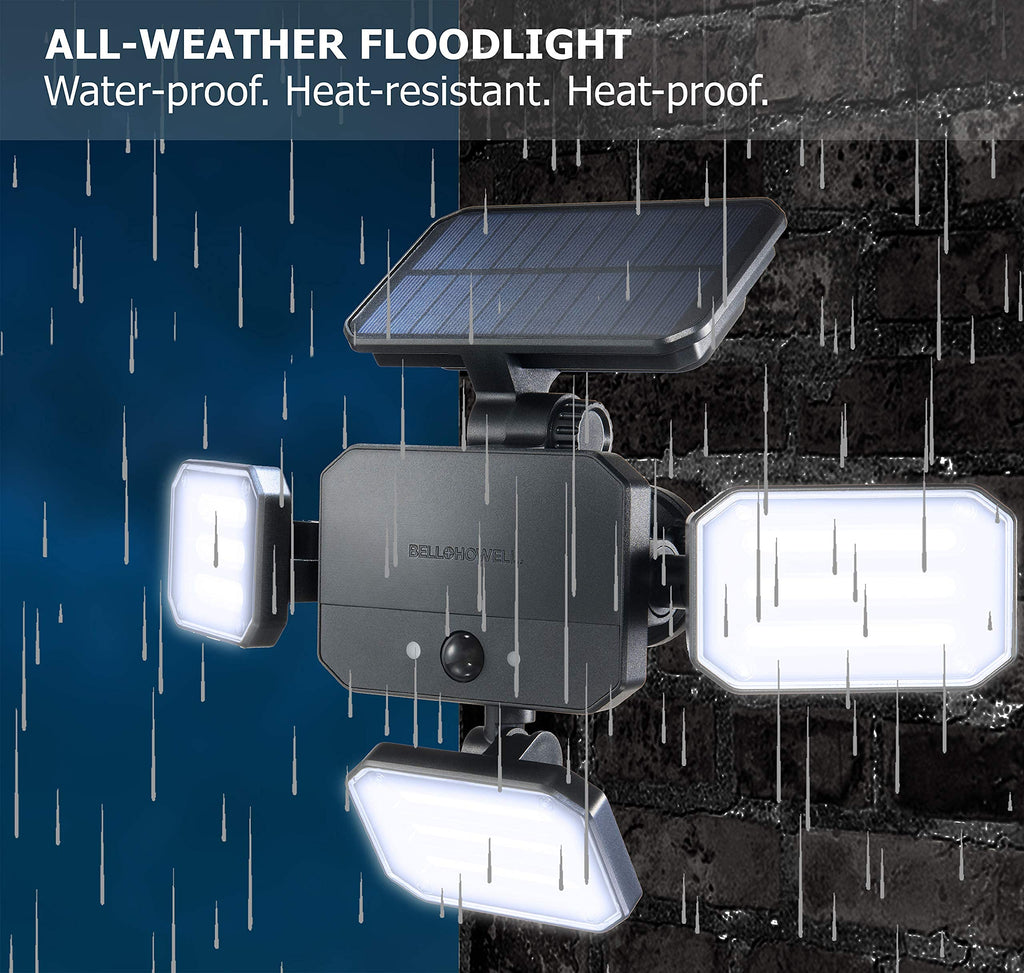 Bell+Howell Bionic Flood Light ASON TV, Solar Lights Outdoor Waterproof- 50% Brighter 108 COB-LED's w/Motion Sensor 180° Swivel, Adjustable Panels for Garden, Lawn and Patio As Seen On TV
