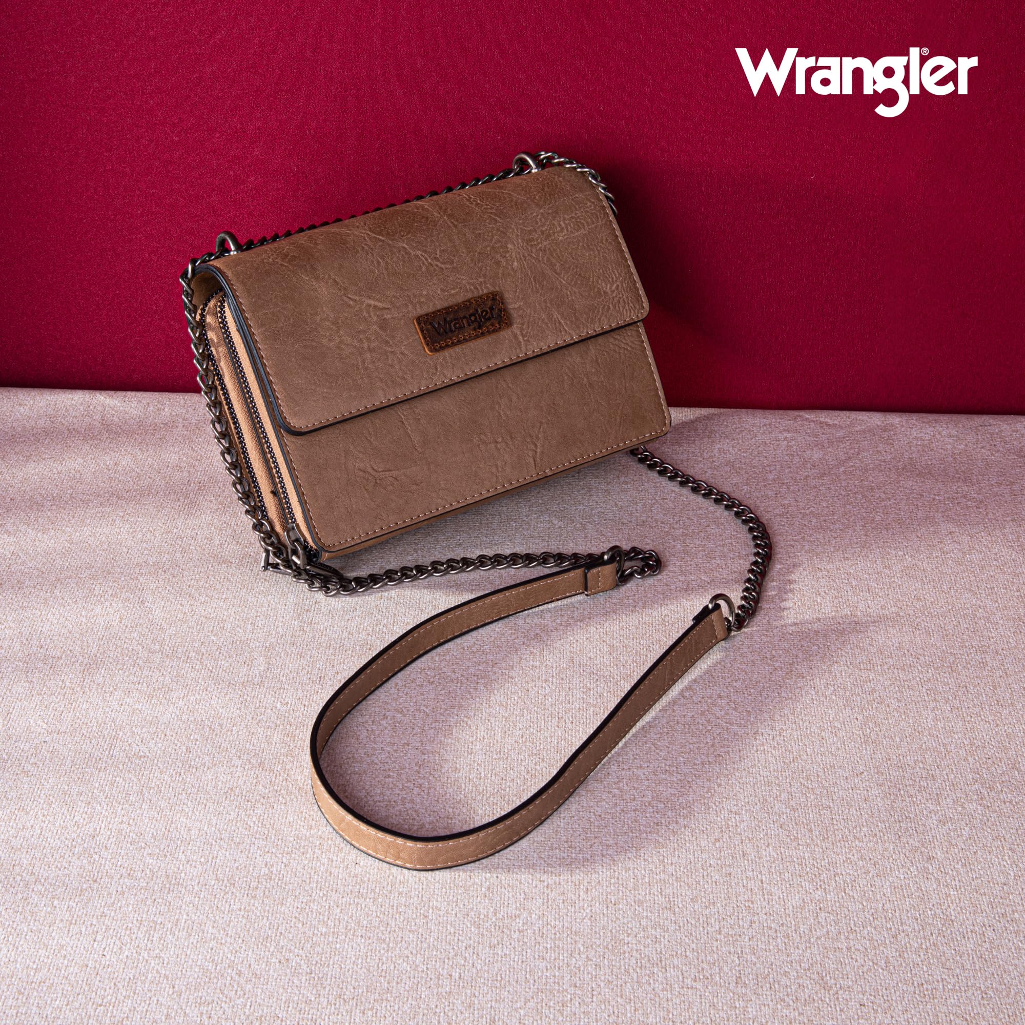 Wrangler Flap Crossbody Purse for Women Shoulder Bag Vintage Wallets with Chain Strap