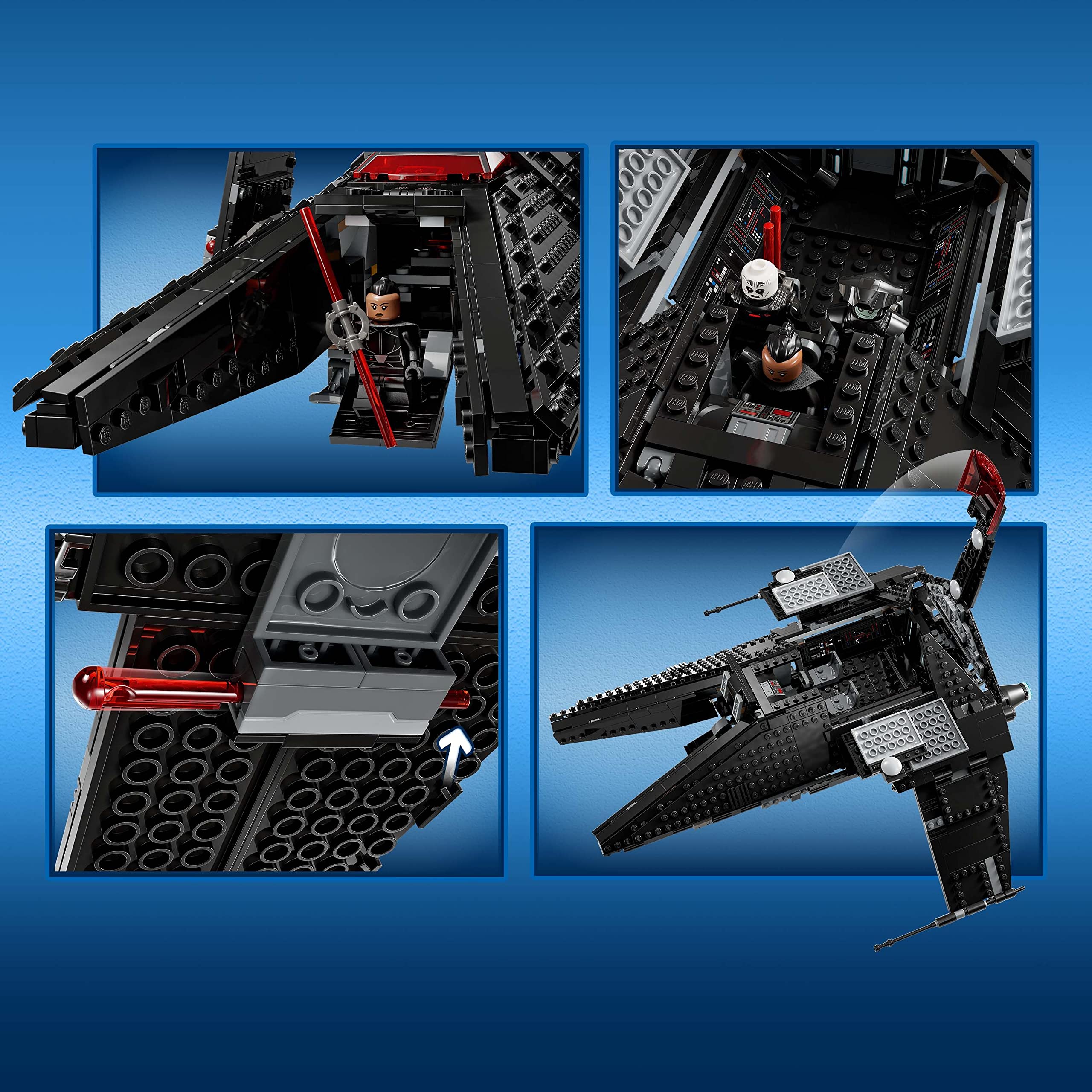LEGO Star Wars Inquisitor Transport Scythe 75336 Buildable Toy Starship, OBI-Wan Kenobi Set, Ben Kenobi Minifigure with Blue and Double-Bladed Red Lightsabers