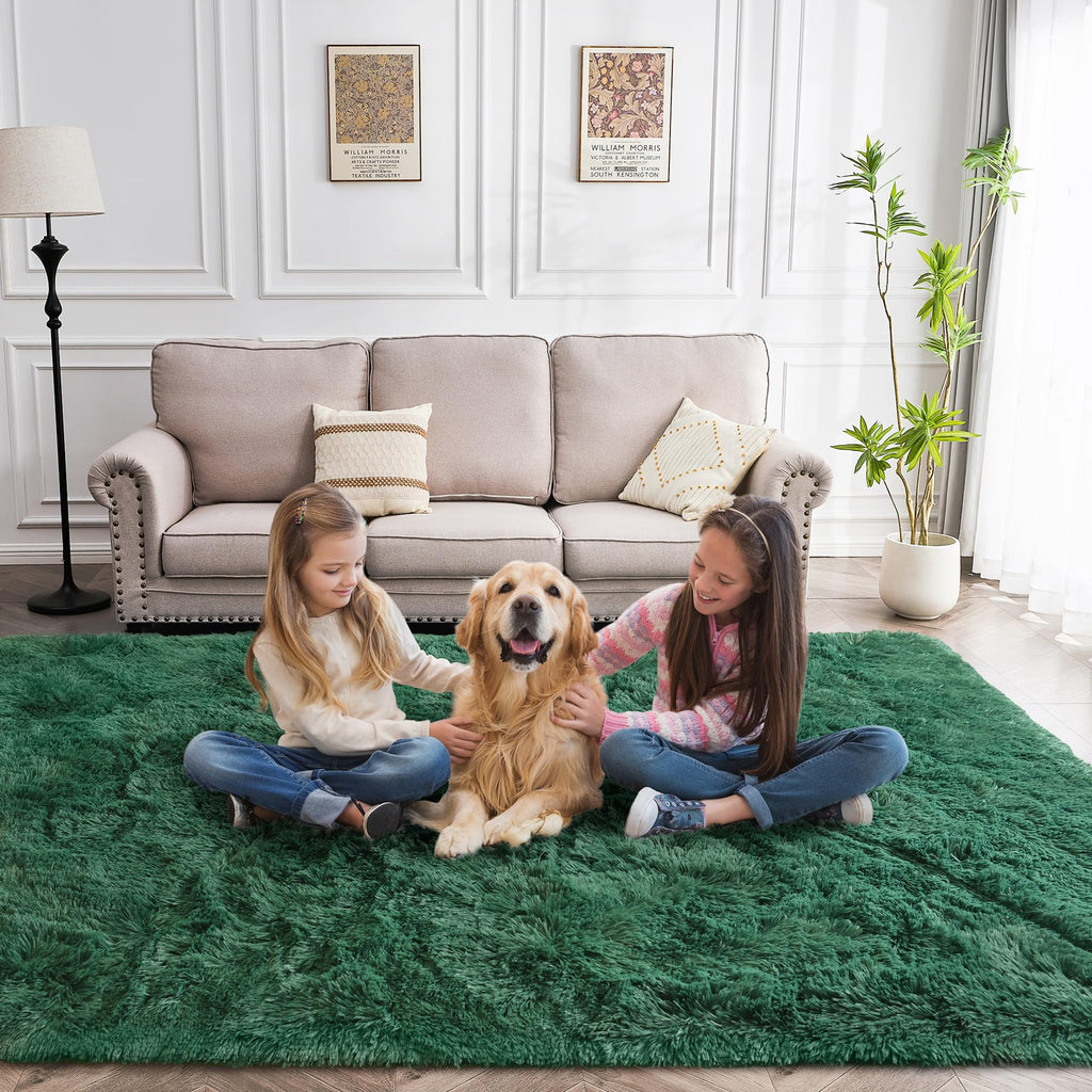 Awaytail Fluffy Rug Washable 2x3 Feet, Pure Black Desk Chair Rug Non-Slip, Super Soft Kids Rug for Boys Nursery Dorm Decor