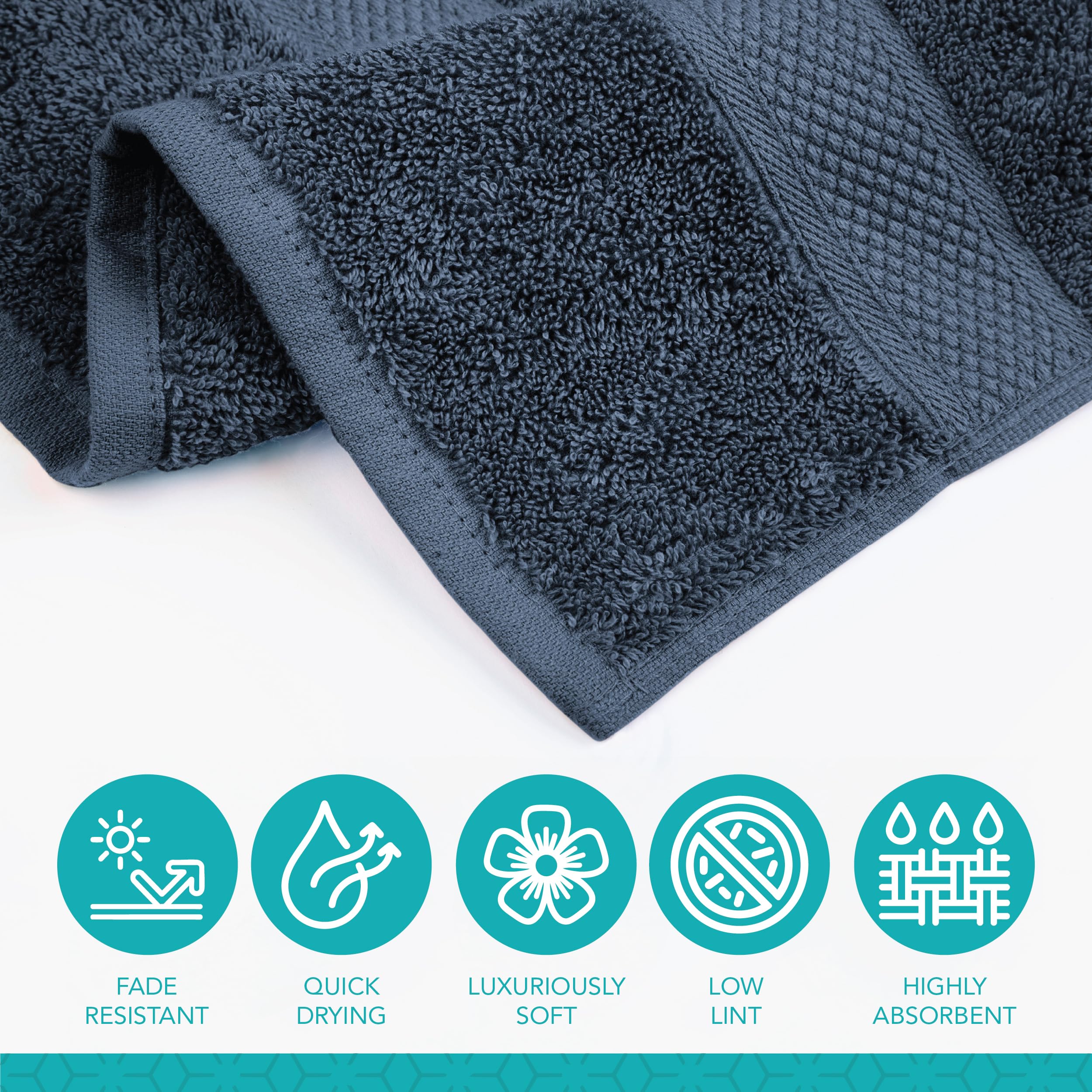 Pleasant Home Bath Towels Set of 6 (24” x 50”) 100% Cotton, 515 GSM | Lightweight, Soft & Highly Absorbent Luxury Towels for Bathroom | for Gym, Pool & Spa | 6 Pack, Gray