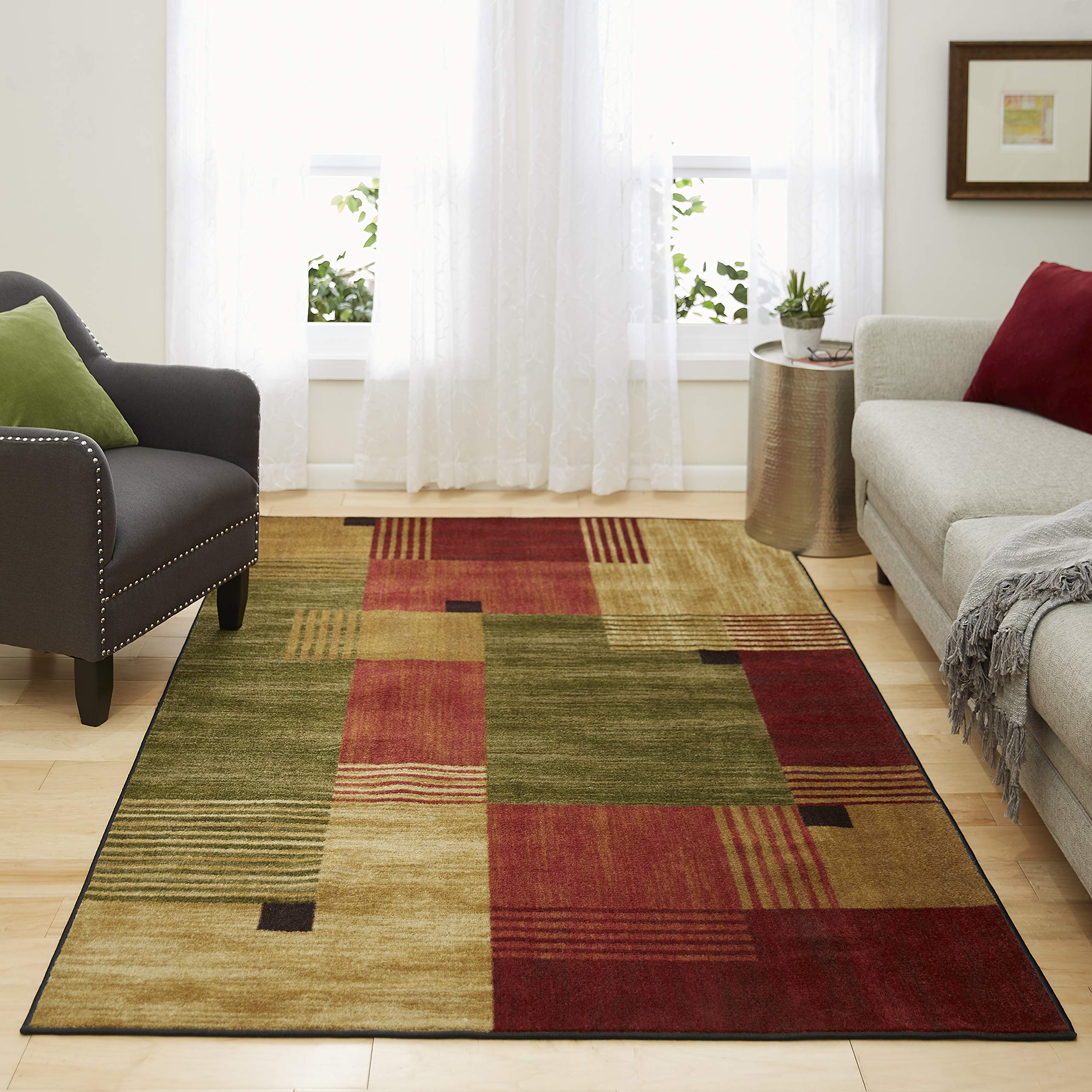Mohawk Home Alliance Modern Geometric 1' 8" x 2' 10" Area Rug - Red - Perfect for Living Room, Dining Room, Office