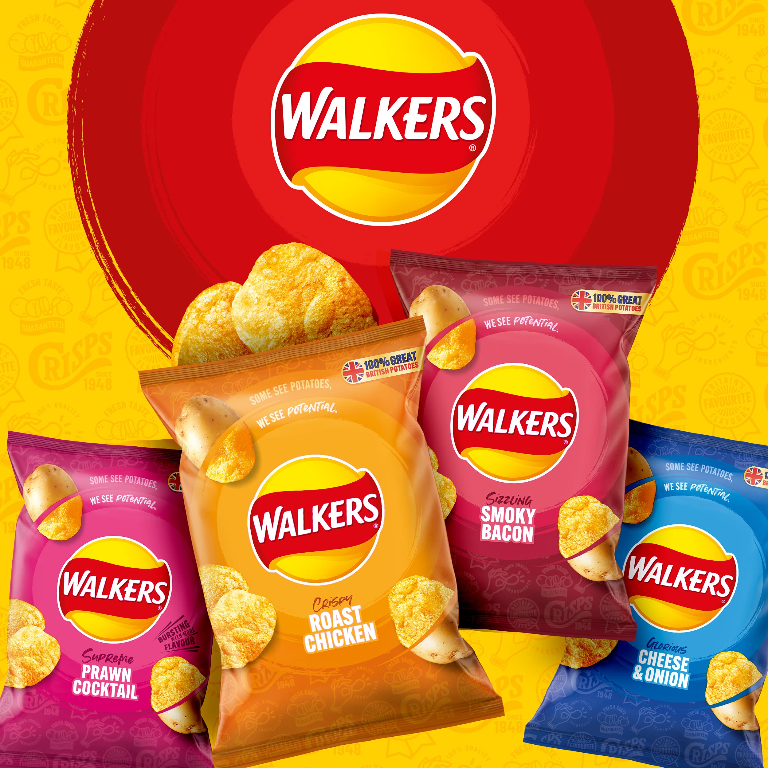 Walkers Smoky Bacon Crisps Box, 32.5 G (Case Of 32)