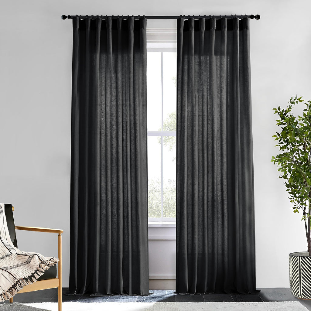 XTMYI 54 Inch Length Sheer Curtains 2 Panels Set for Bathroom,Linen Cotton Semi Privacy Boho Short Curtains for Kitchen Window Bedroom Living Room,40x54 in Long,Cream Ivory Off White