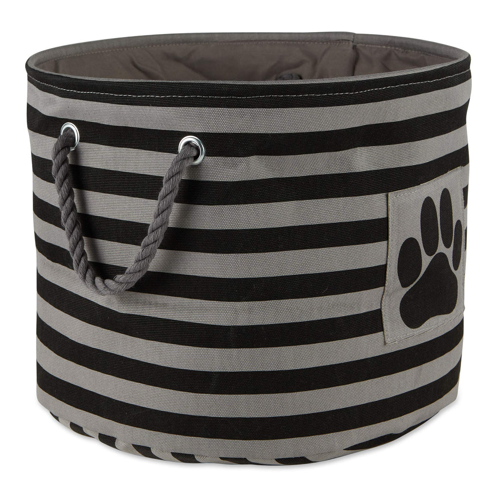 Bone Dry Pet Storage Collection Striped Paw Patch Bin, Aqua, Small Rectangle