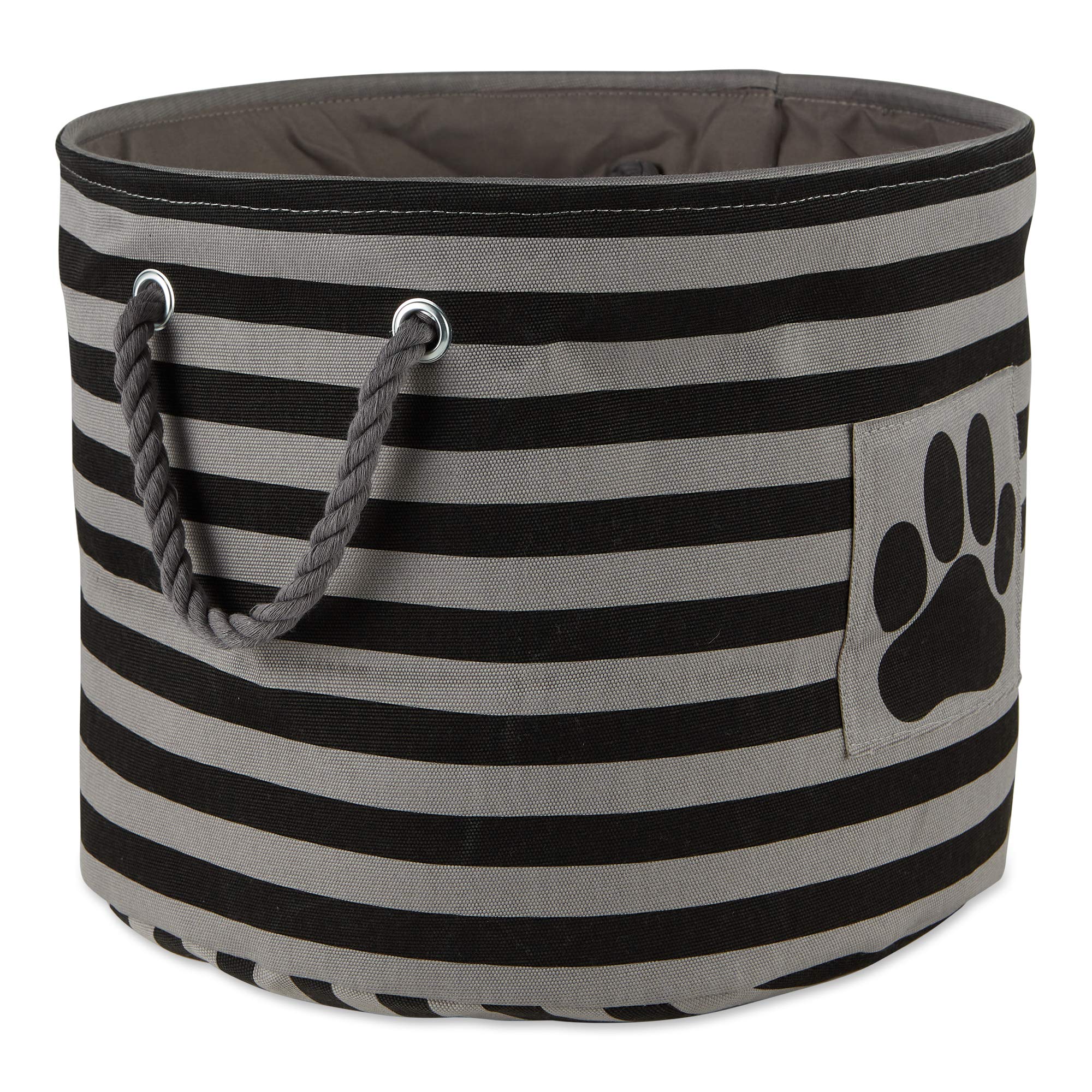 Bone Dry Pet Storage Collection Striped Paw Patch Bin, Aqua, Small Rectangle