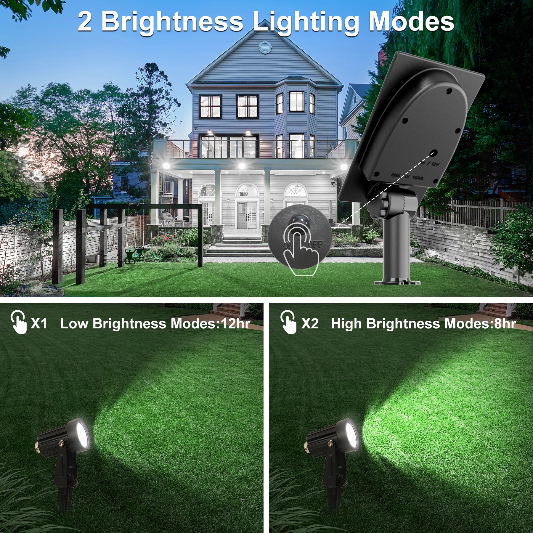 Solar Spot Lights Outdoor, Solar Landscape Spotlights IP65 Waterproof 9.8ft Cable,Auto On/Off Outdoor Wall Lights for Garden Yard Driveway Porch Walkway Pool (3000K Warm White)