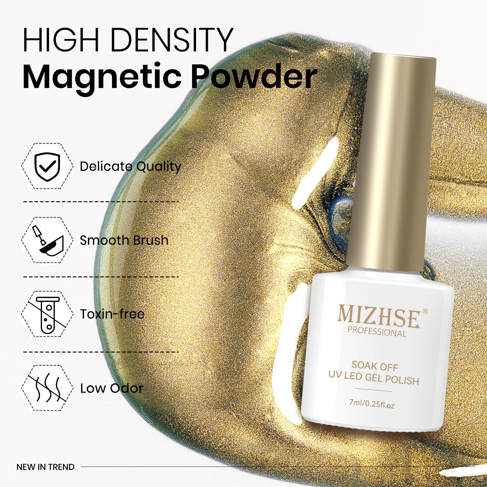 MIZHSE Cat Eye Gel Nail Polish, Moonlight Magnetic Gel Polish and Sheer Nude Nail Kit with 1 Magnet Stick, Glass Shiny Effect Silver Pink Purple Soak Off Manicure Home DIY