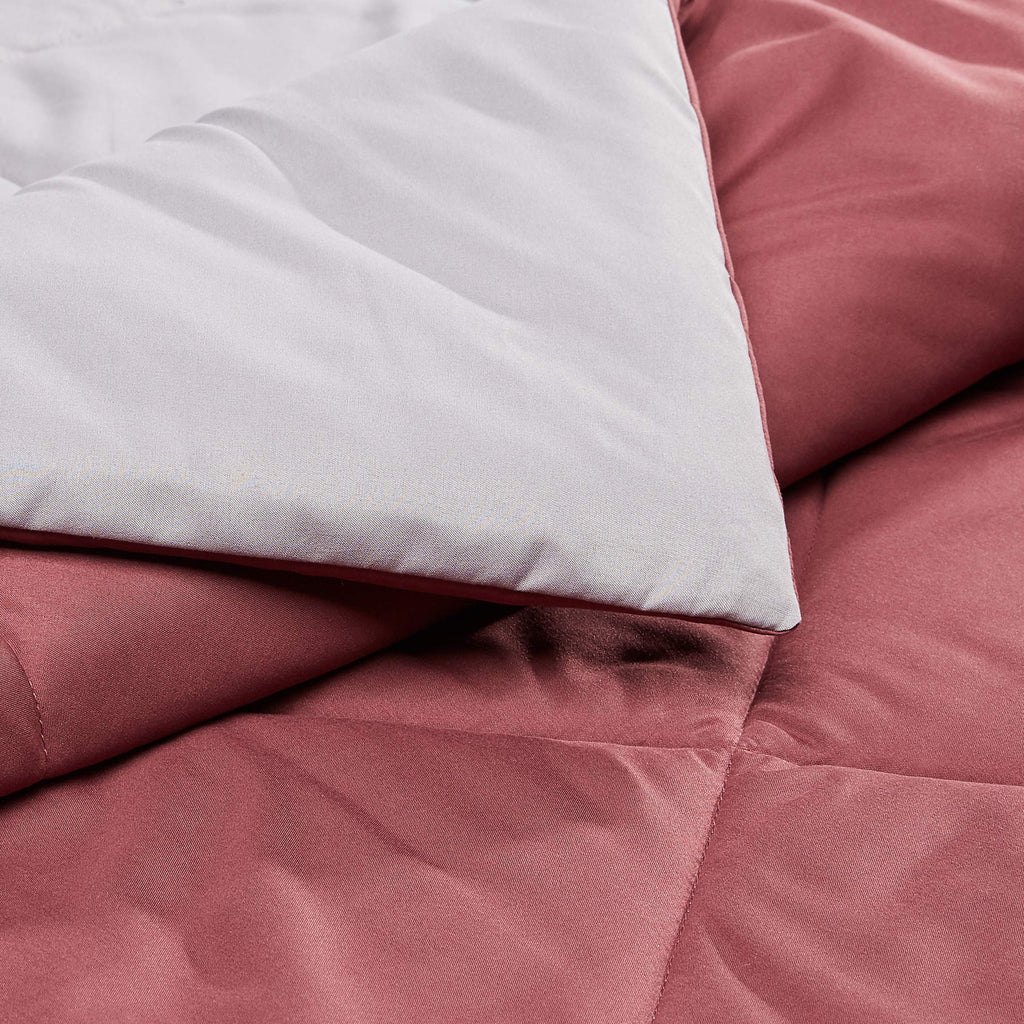 Amazon Basics Reversible Lightweight Microfiber All Season Comforter Blanket, Twin/Twin XL, Burgundy/Grey (Pack of 2)
