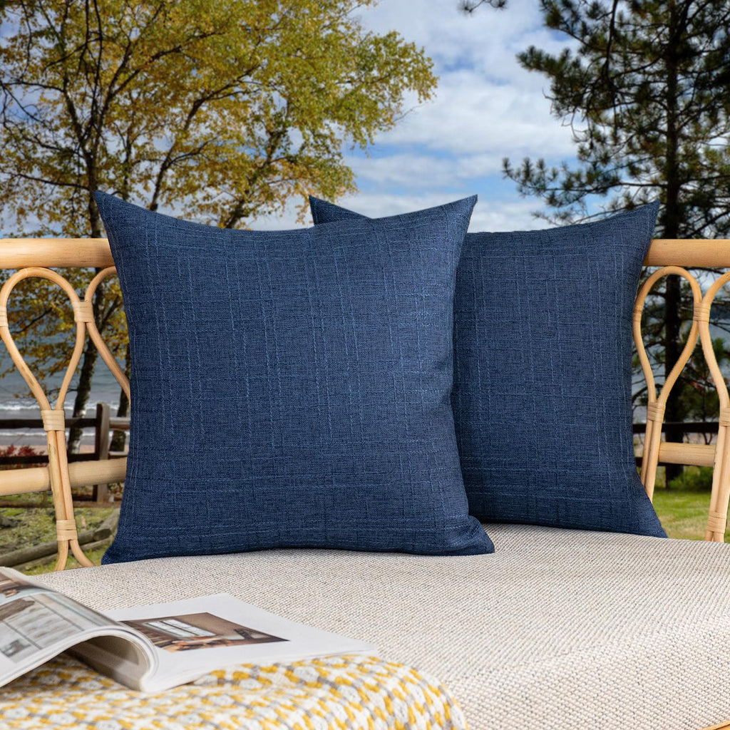 Kevin Textile Pack of 2 Outdoor Waterproof Pillow Covers Checkered Decorative Cushions Sham Throw Pillowcases Shell for Patio Tent Garden Couch Bed Sofa 16x16 Inch Army Green
