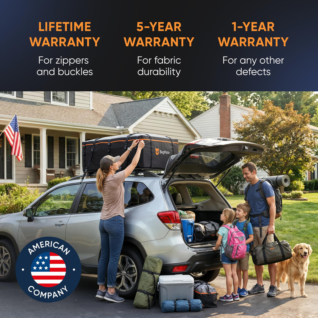 19 Cubic Feet Roof Bag – Safety Tested Heavy-Duty Waterproof Rooftop Cargo Carrier for All Cars & SUVs (with or Without Rack) – Includes Protective Mat & Storage Bag – Military-Grade 840D PVC