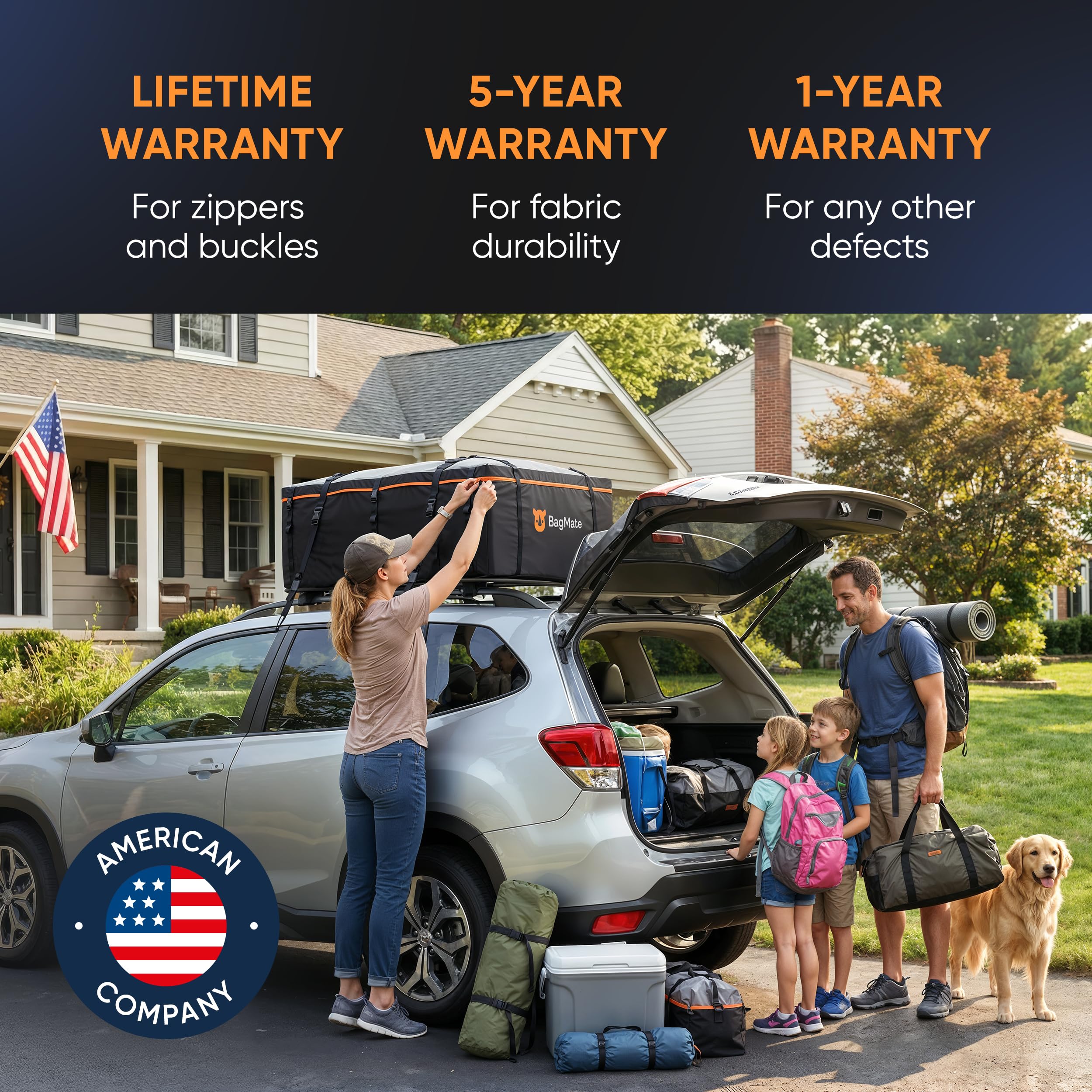 19 Cubic Feet Roof Bag – Safety Tested Heavy-Duty Waterproof Rooftop Cargo Carrier for All Cars & SUVs (with or Without Rack) – Includes Protective Mat & Storage Bag – Military-Grade 840D PVC