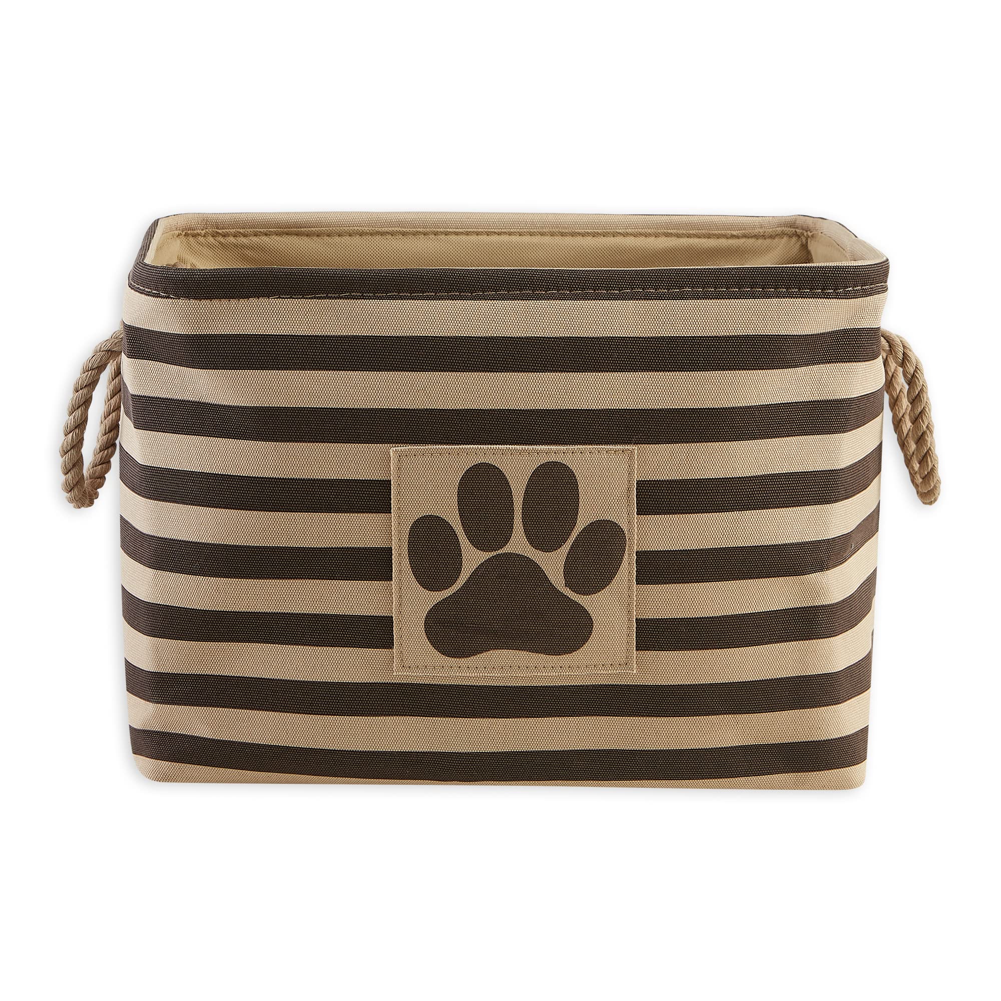 Bone Dry Pet Storage Collection Striped Paw Patch Bin, Aqua, Small Rectangle