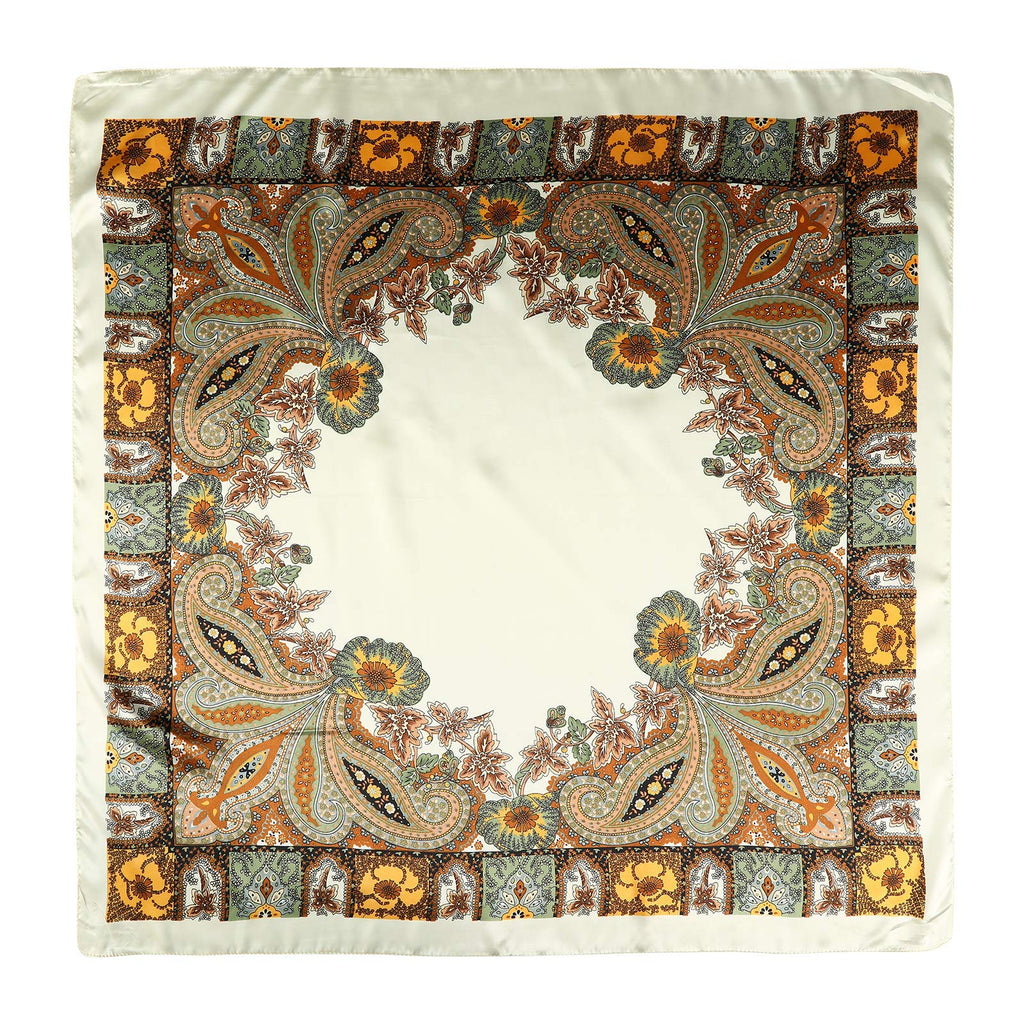 AWAYTR 35” Large Satin Square Head Scarf - 2Pcs Silk Like Floral Head Scarves Square Satin Hair Scarf Bandanas for Women