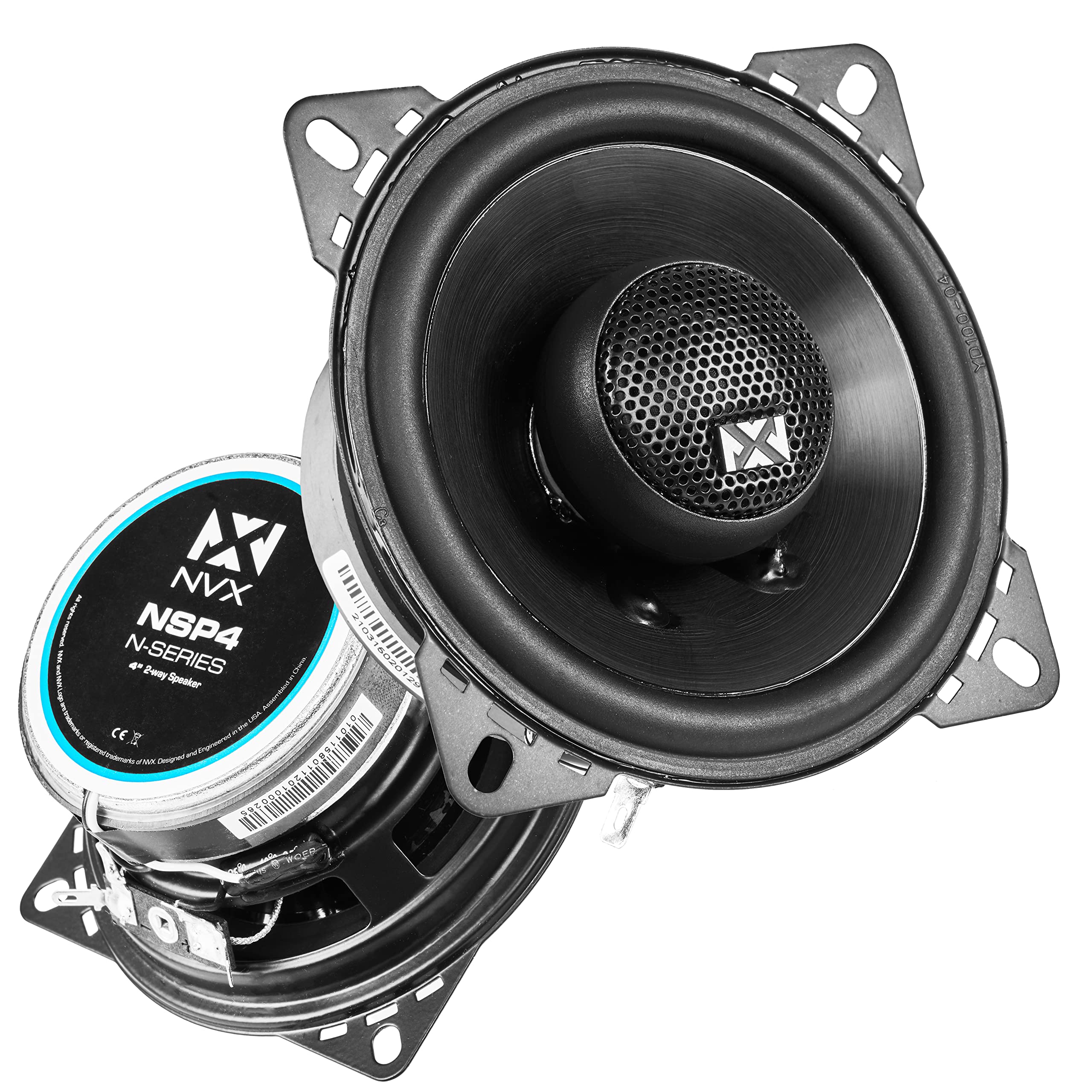 NVX NSP35 3.5" Car Speakers, 200W Max, 70W RMS, 2-Way Coaxial w/Silk Dome Tweeters & Built-in X-Overs, Easy to Install in Cars/Trucks/Doors (Pair)