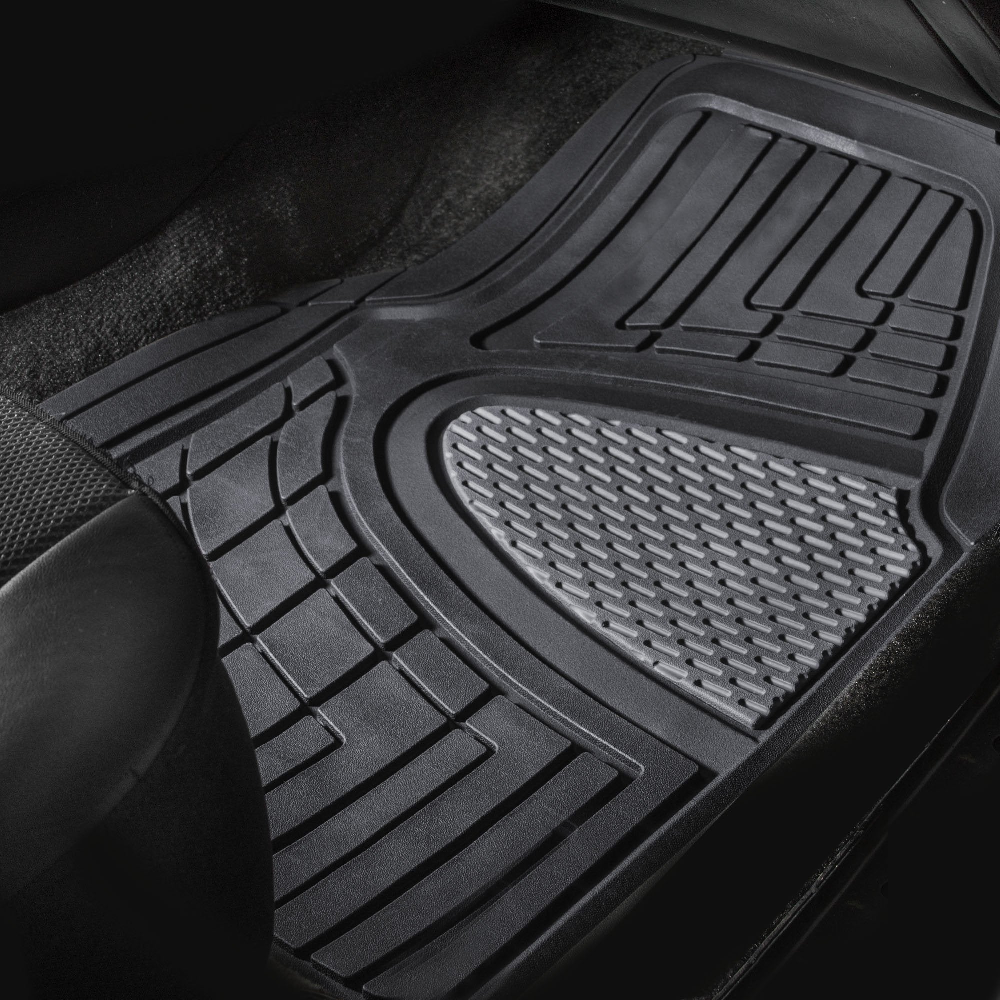 FH Group Automotive Floor Mats - Heavy-Duty Rubber Floor Mats for Cars, Universal Fit Full Set, Climaproof Floor Mats, Trimmable Floor Mats for Most Sedan, SUV, Truck Floor Mats Beige
