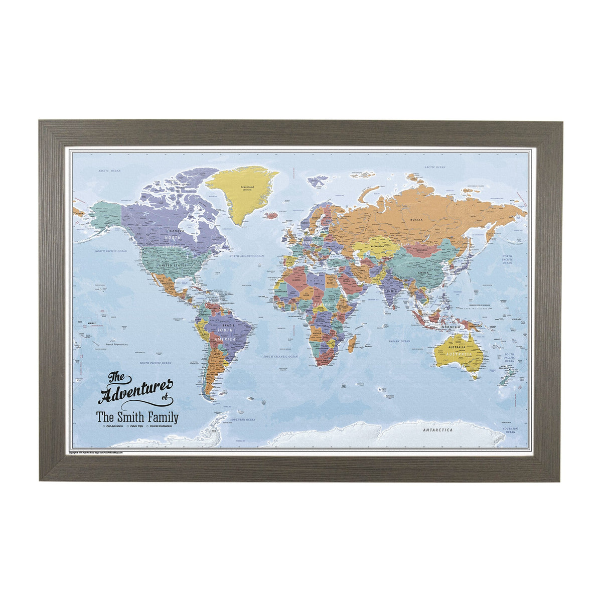 Personalized Canvas Rolled Poster World Map Wall Art with Pins – Large 24" x 36" Blue Oceans Map of the World – Push Pin Travel Decor for Home or Office