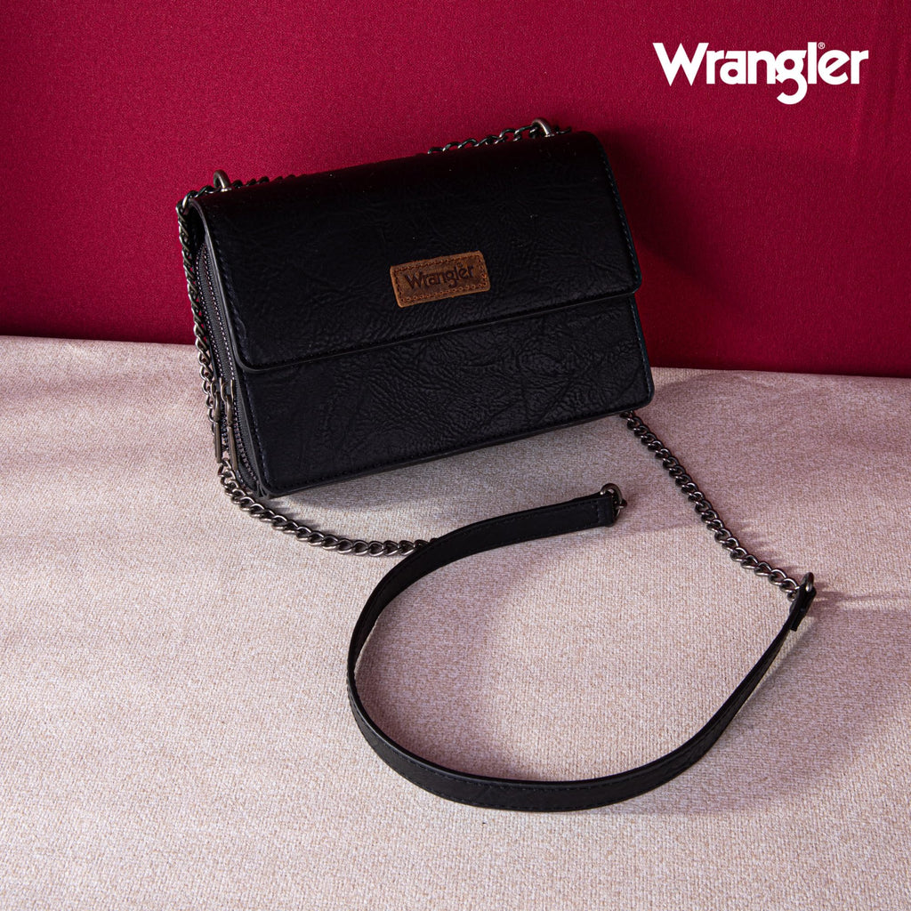 Wrangler Flap Crossbody Purse for Women Shoulder Bag Vintage Wallets with Chain Strap