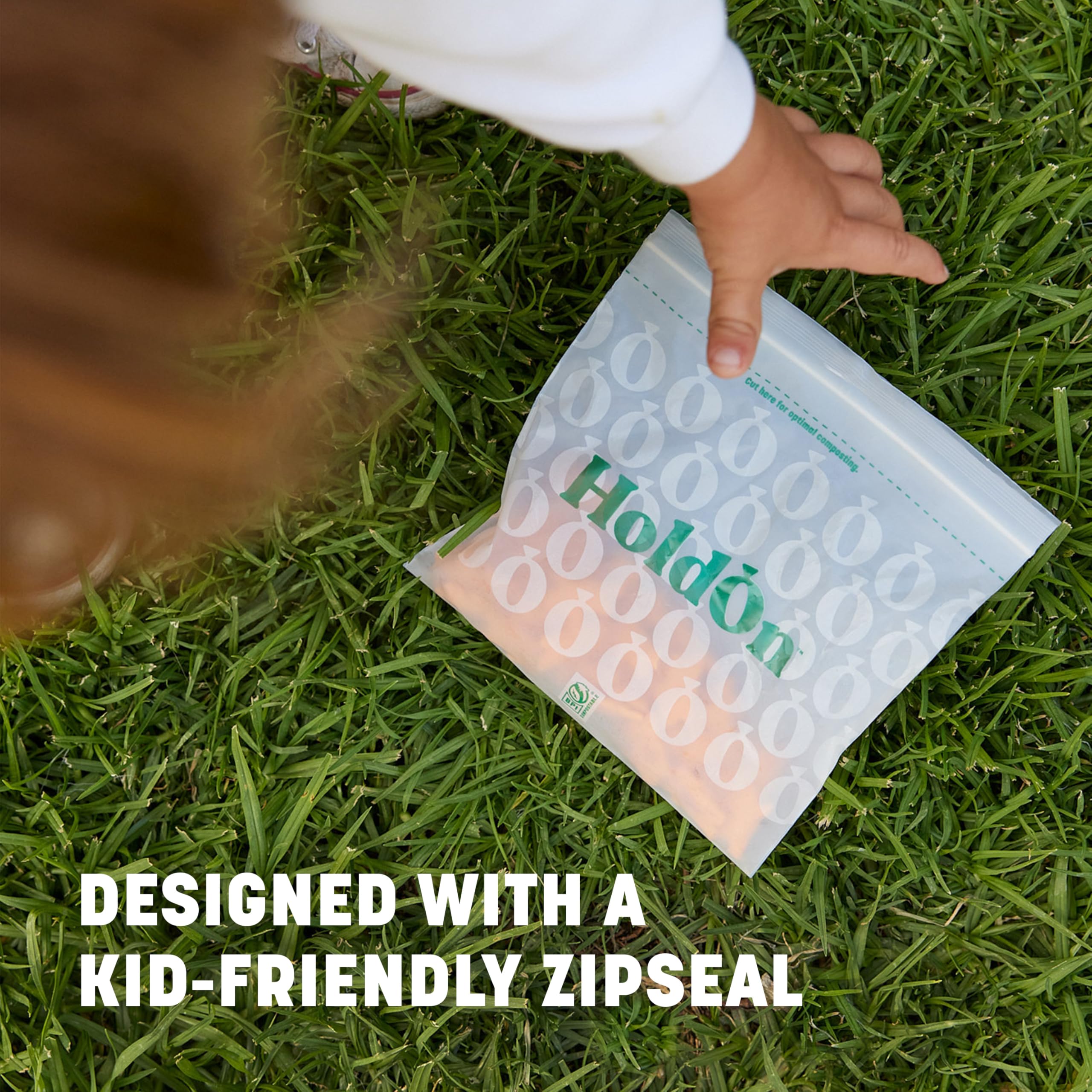 HoldOn Compostable Zip Lock Sandwich Bags, 200 Bags - Leak Proof Sandwich Size Storage Bags for Travel & Kitchen Meal Prep & On-The-Go Snacks - Resealable Food Storage Bags - BPA-Free, BPI Certified