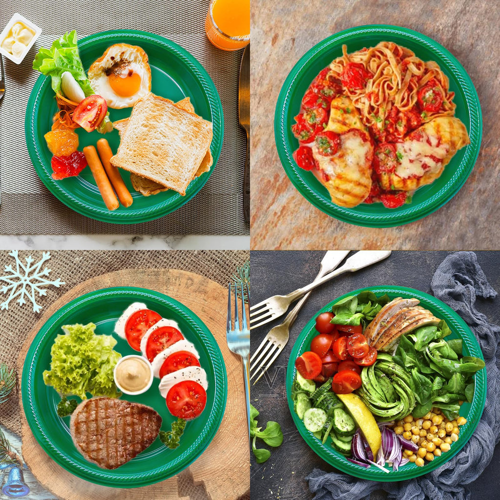 50 Pcs Black Plastic Plates, 10 Inch Black Plates, Black Party Plates Disposable for Birthday Weddings Fathers Day World Cup