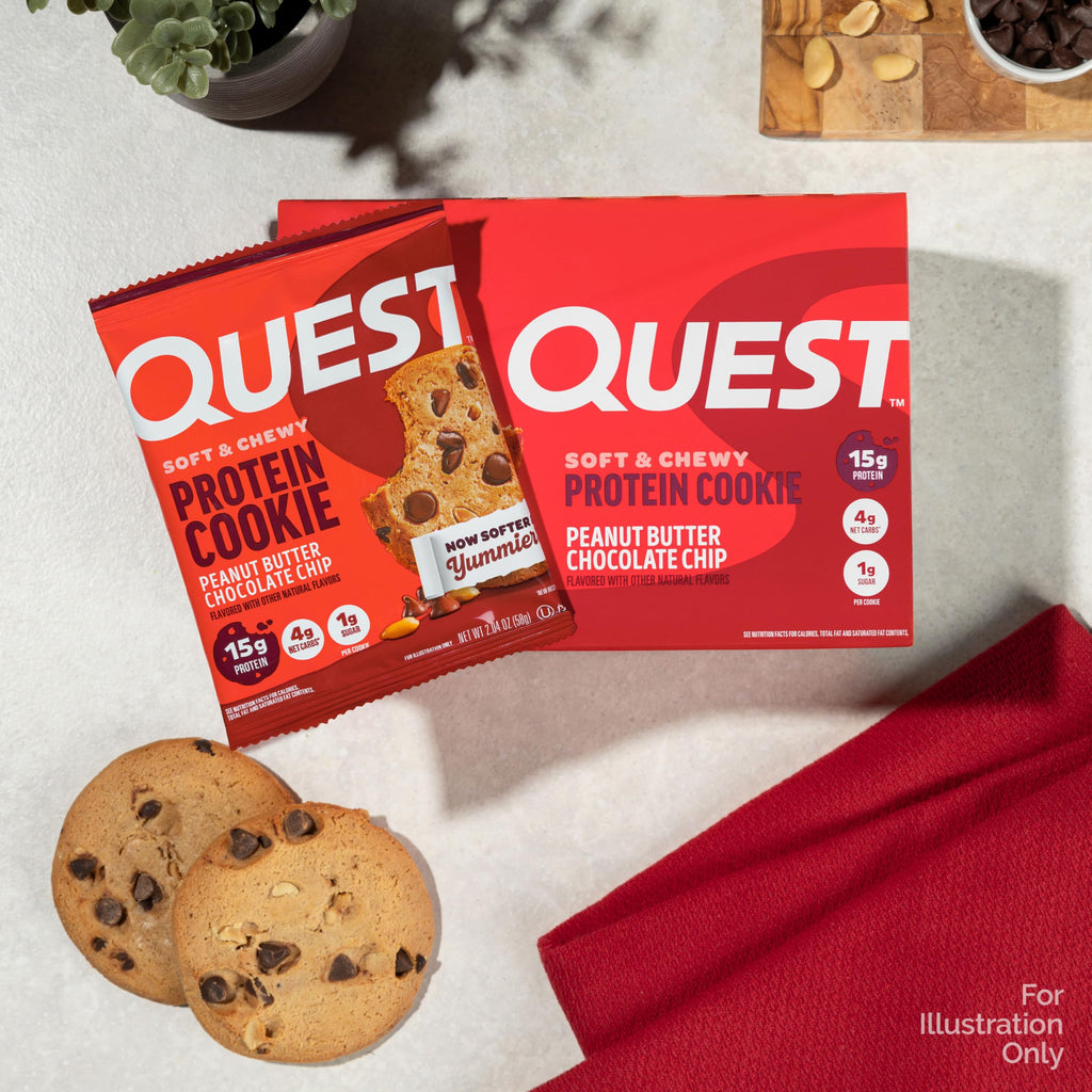 Quest Nutrition Chocolate Chip Protein Cookie, 15g Protein, 1g Sugar, 2g Net Carbs, Keto Friendly, High Protein, Low Carb; 12 Count